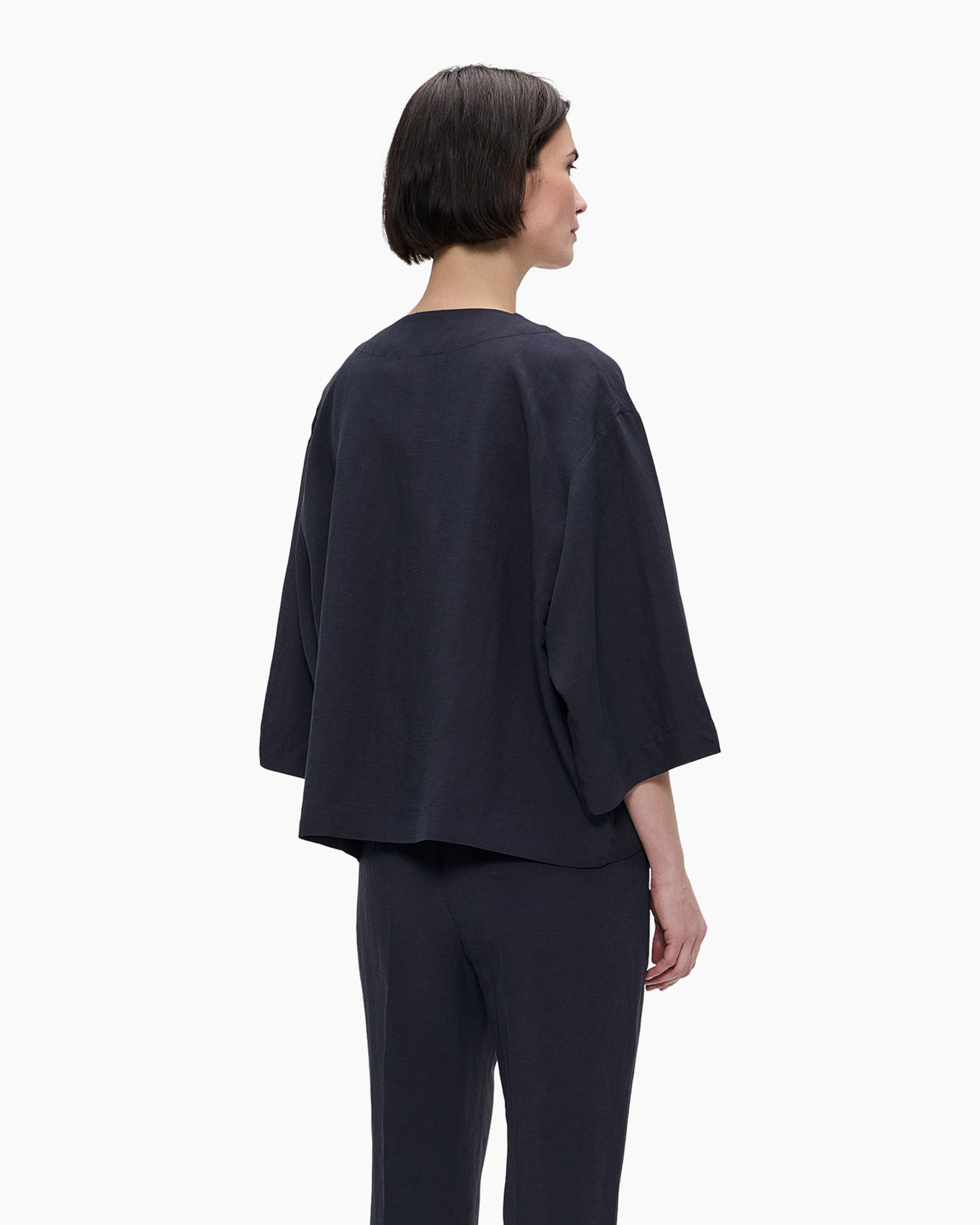 Vest Fine Linen Visc Donker Grijs