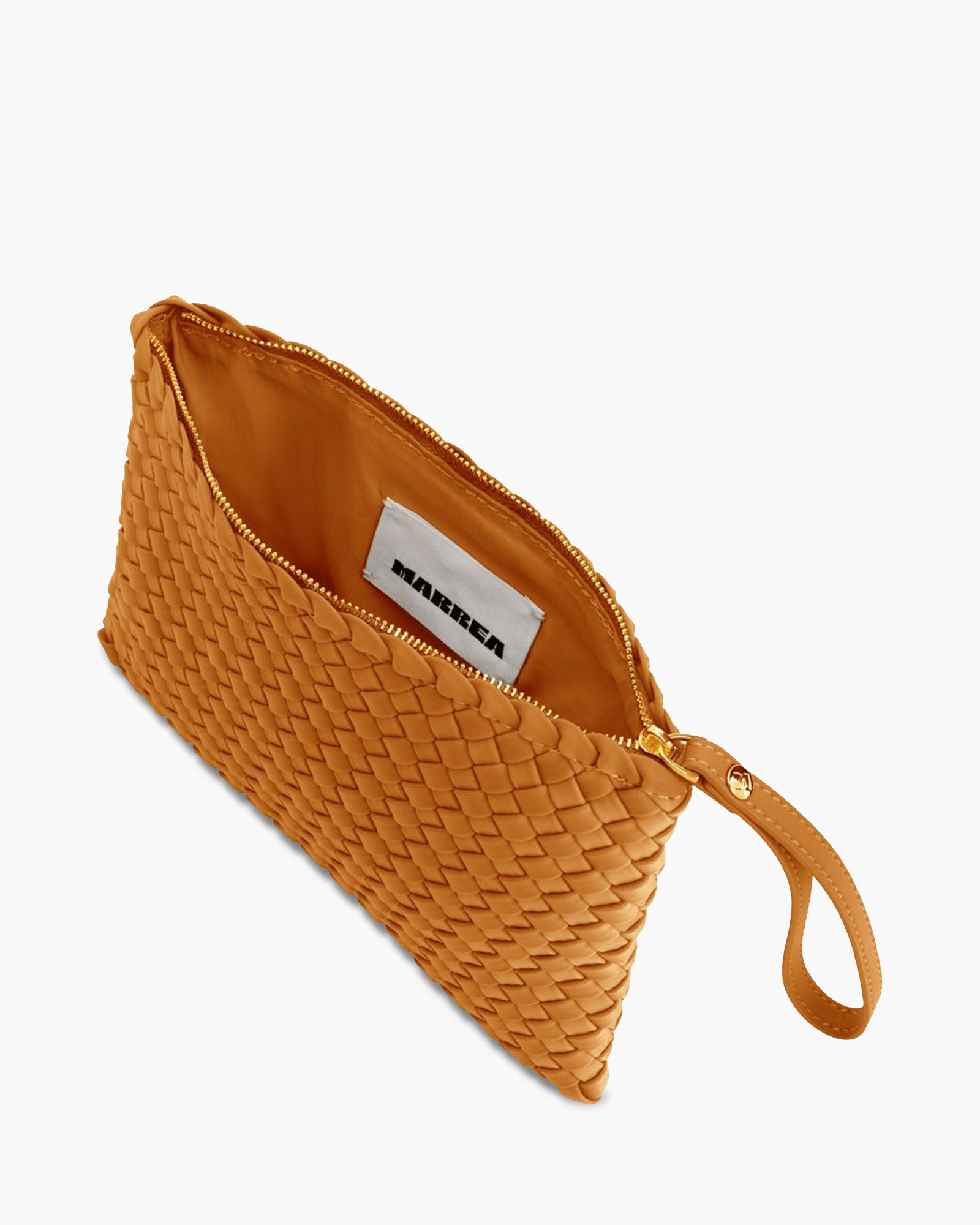clutch, woven, pouch, tan, zipper