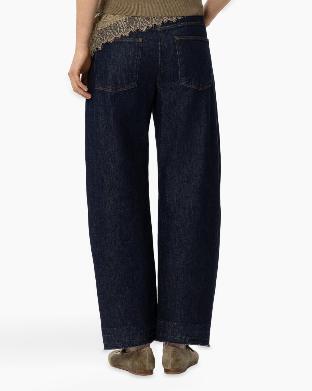 denim, spijkerbroek, wijd uit, blauw, broek