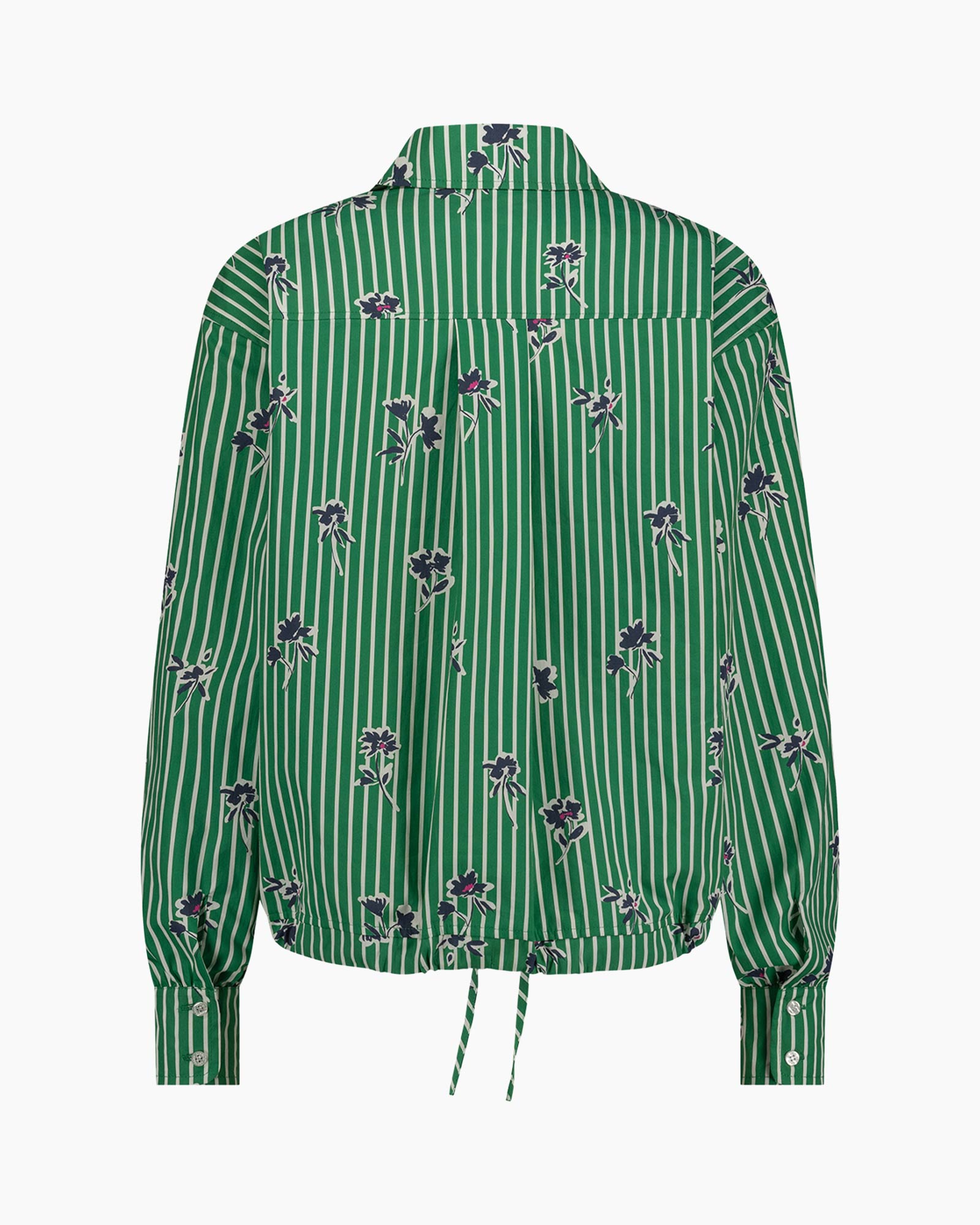 Blouse Dio Poplin Flower Stripe Groen