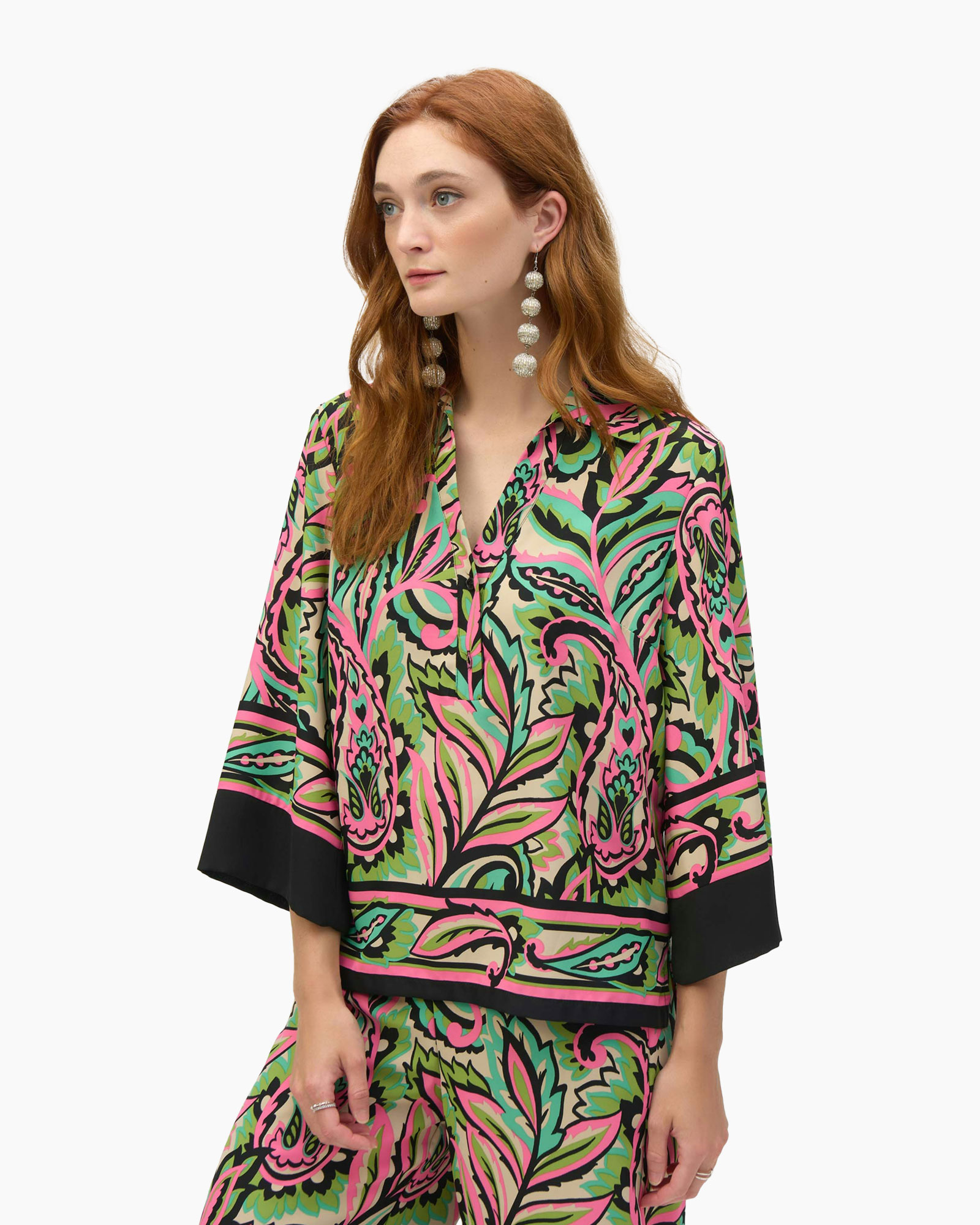 Blouse Wide Print Zwart