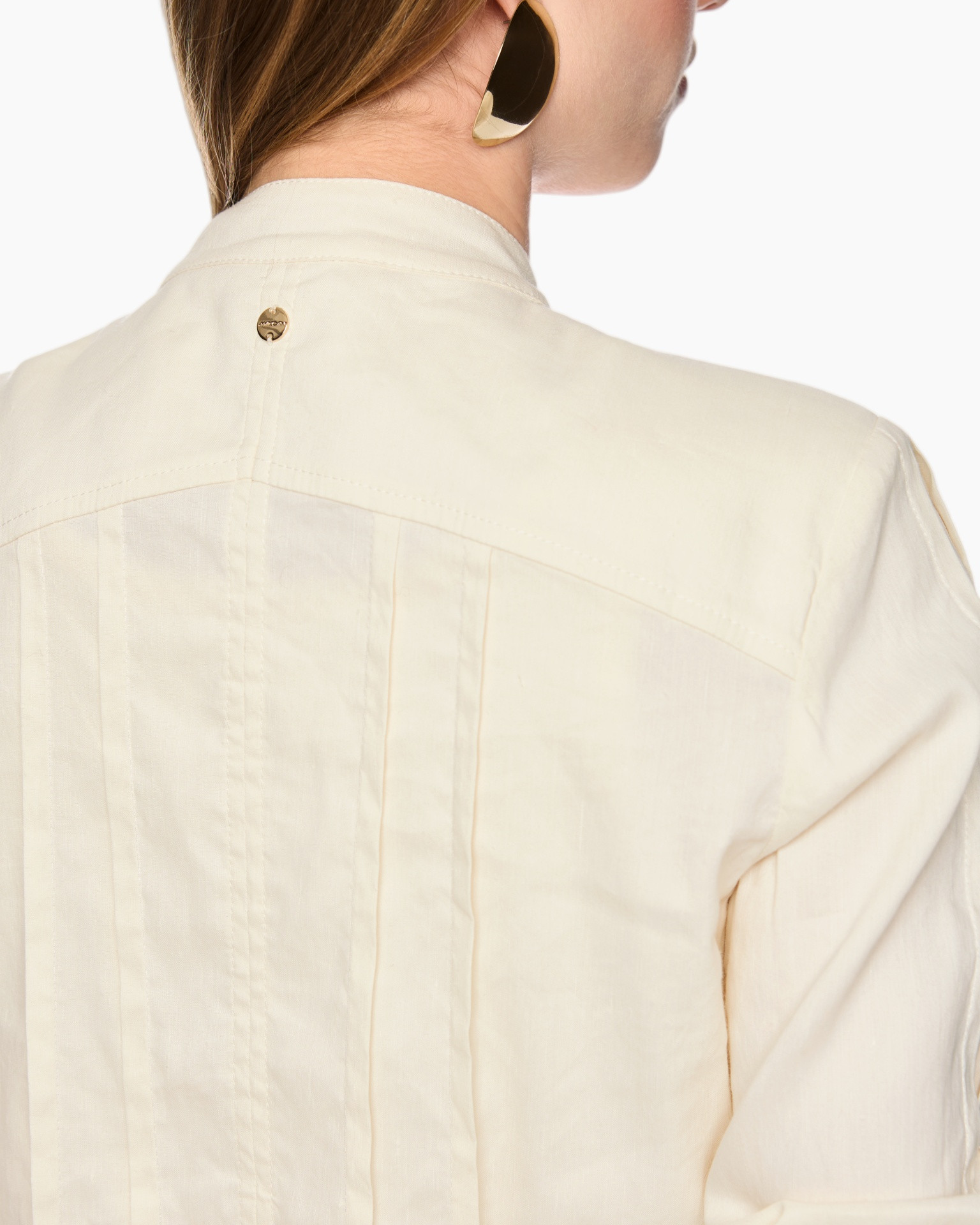 shirt, pleated, back, collar, beige