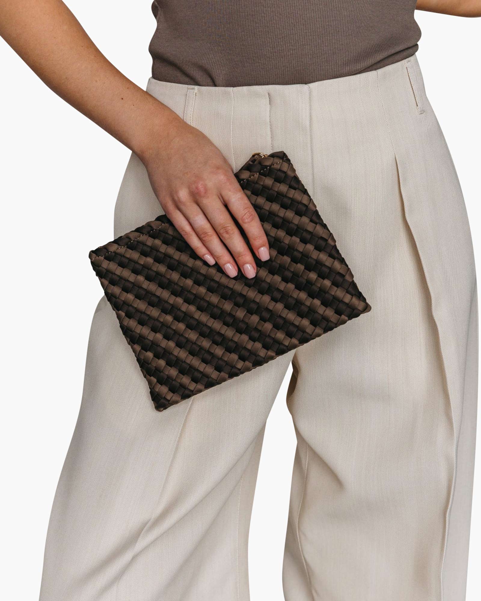 Clutch Stripe Donker Bruin