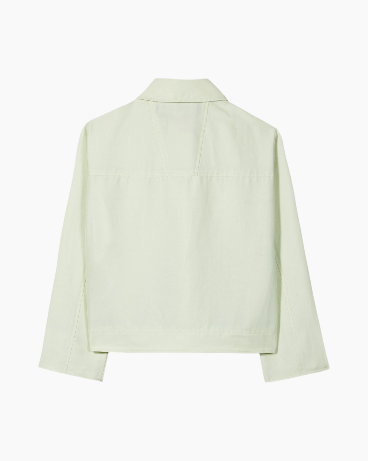 jasjak, groen, kraag, lange_mouw, rugview