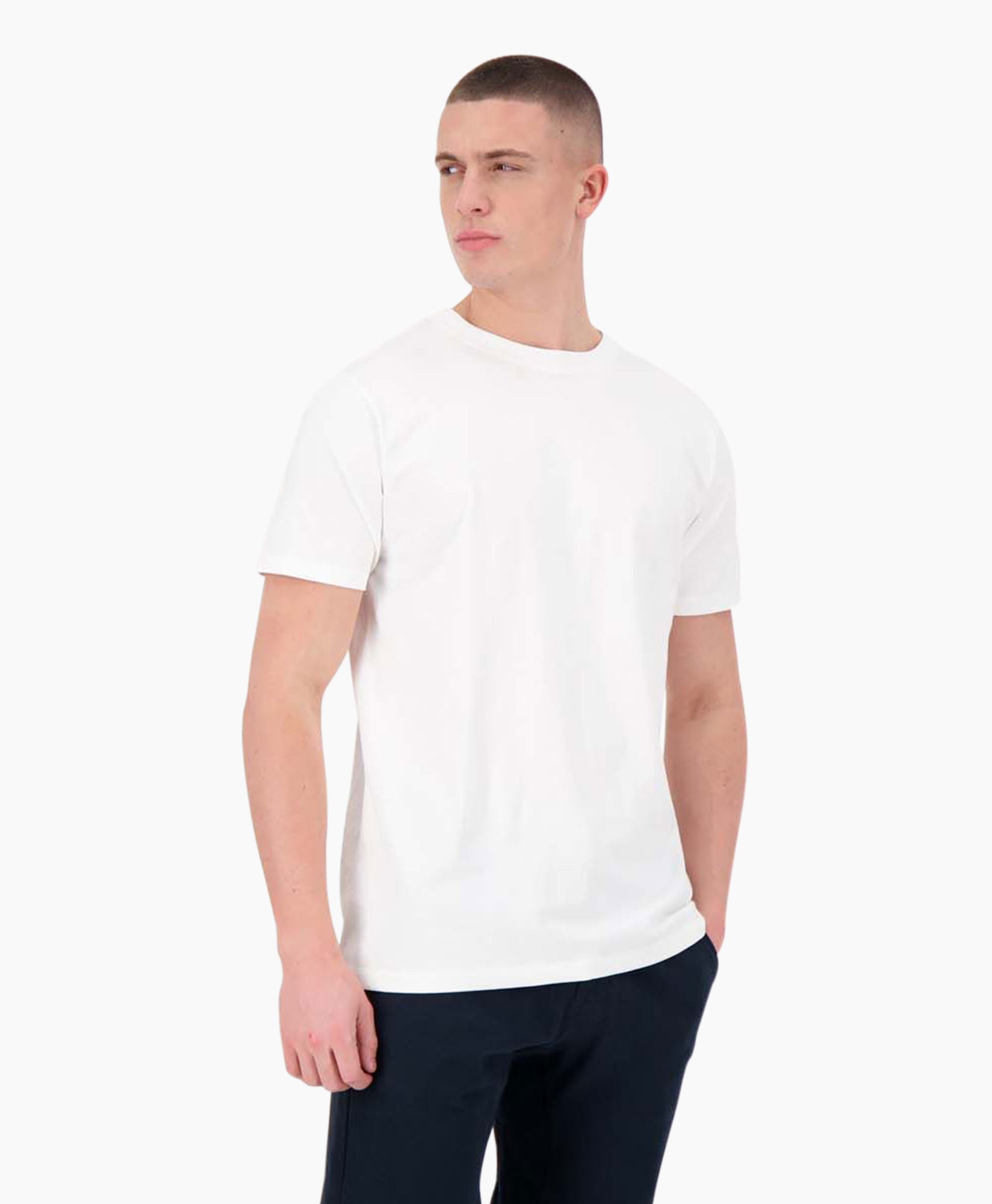 T-shirt Korte Mouw Garment Dyed Wit
