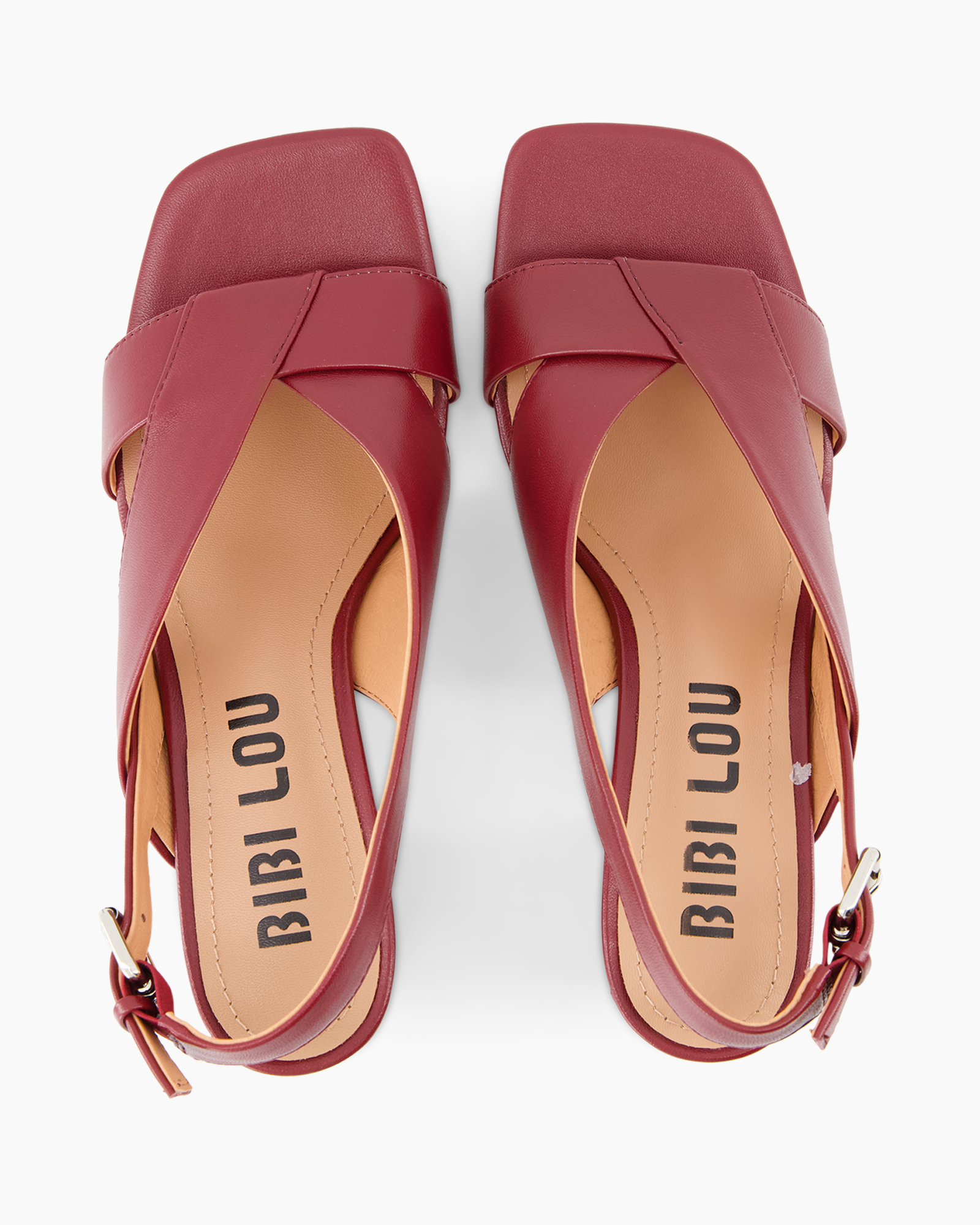 sandals, open-toe, strap, red, block-heel