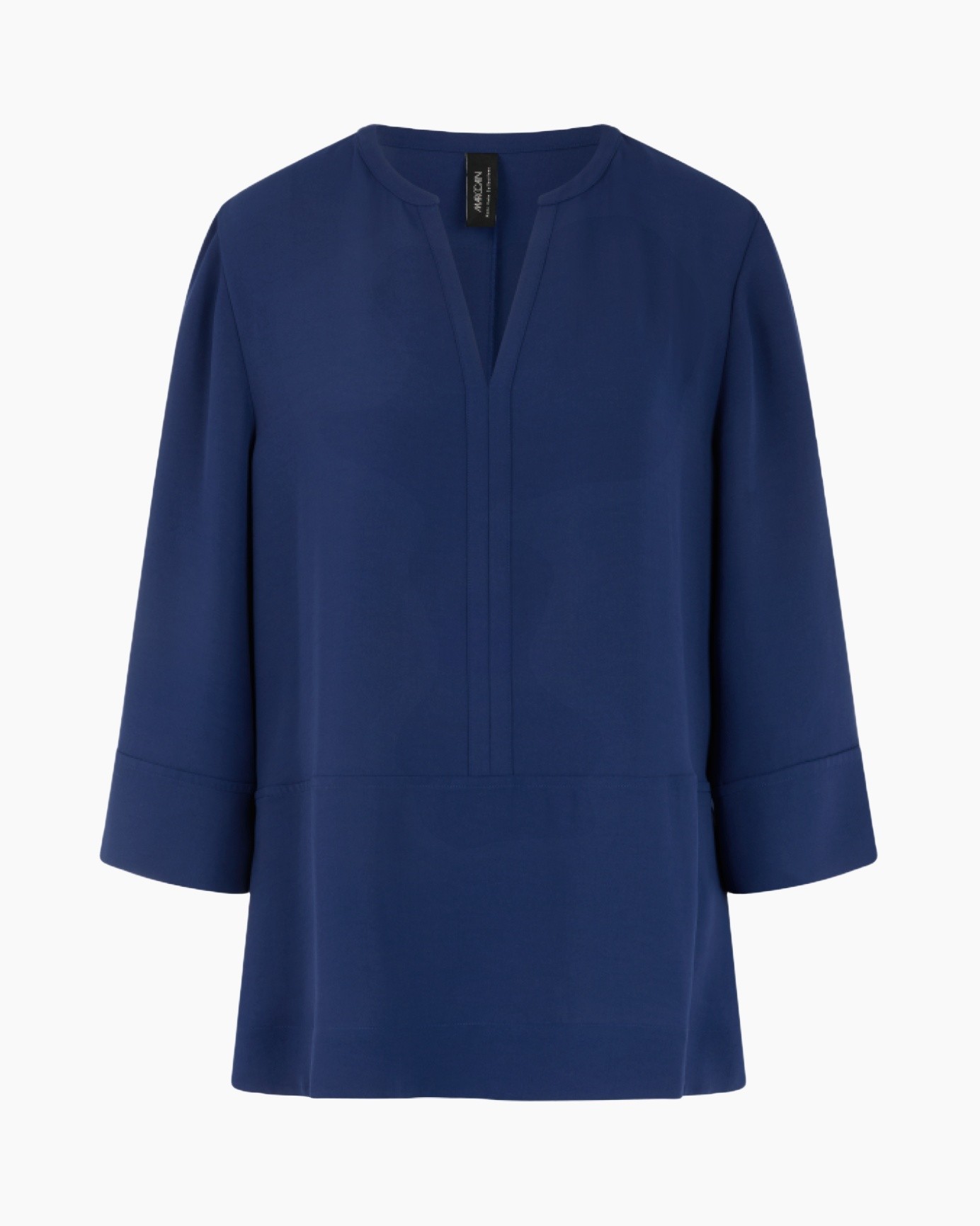 blouse, blau, lange mouwen, v-hals, top