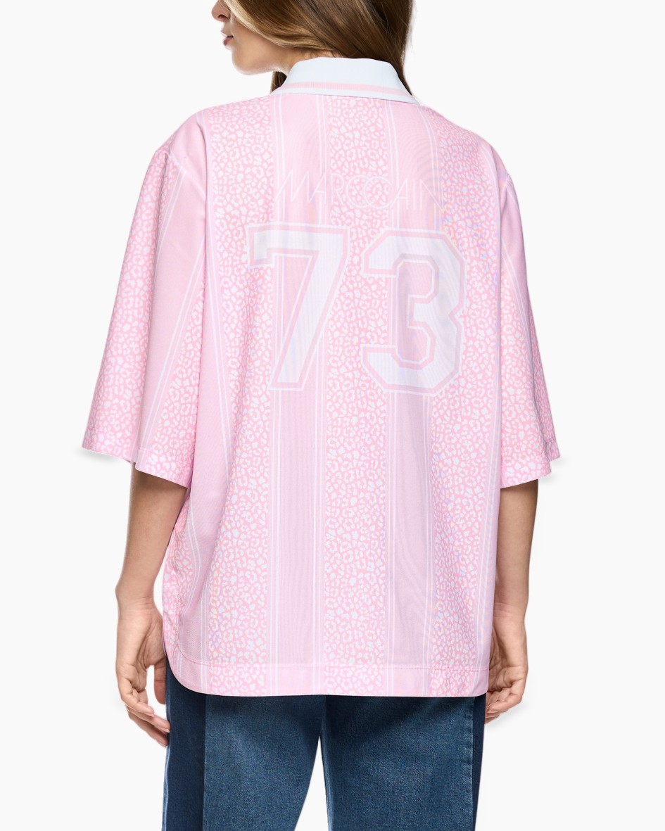 roze, sportshirt, korte mouwen, nummer 73, rugontwerp