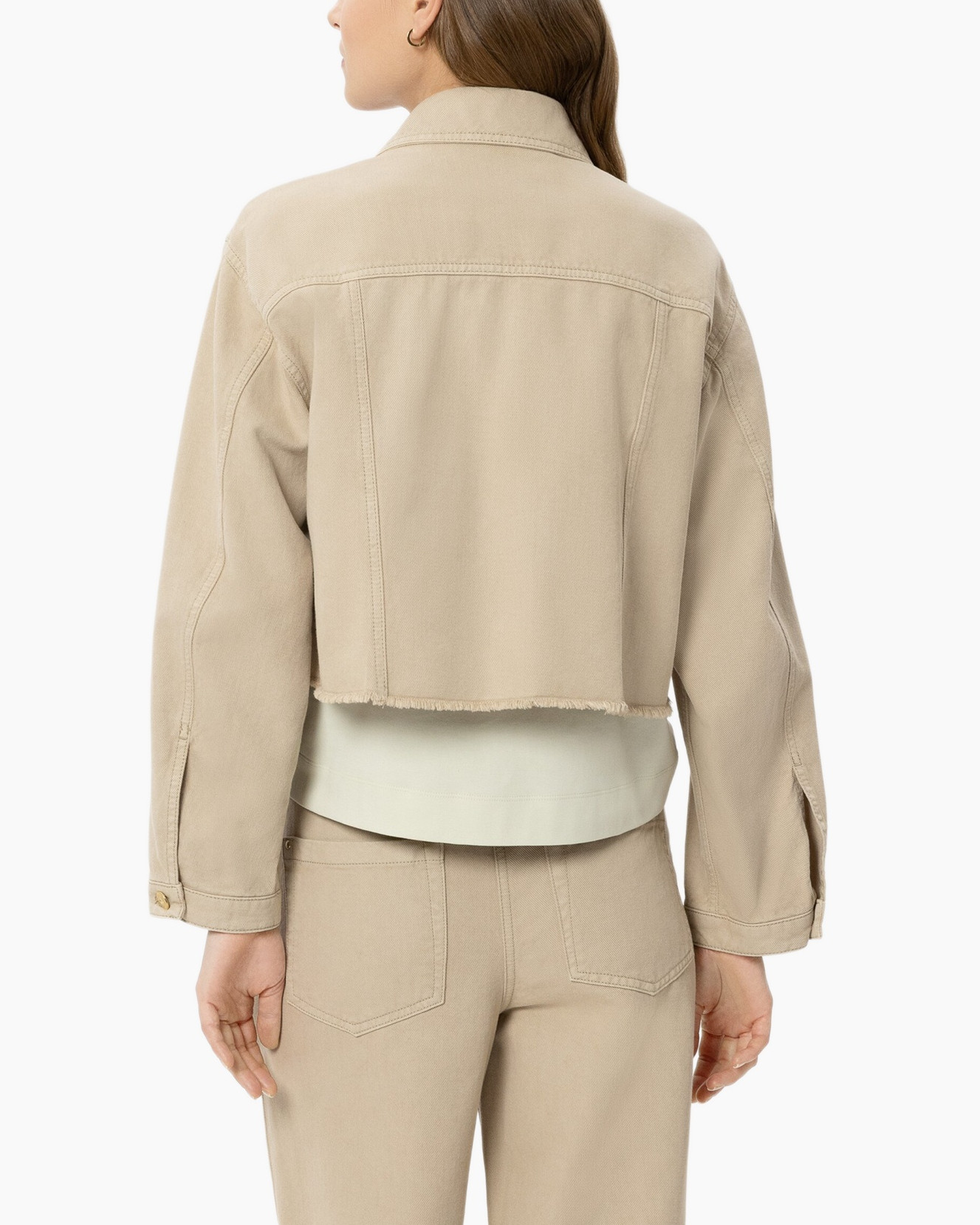 beige, denim, jas, korte, zakken