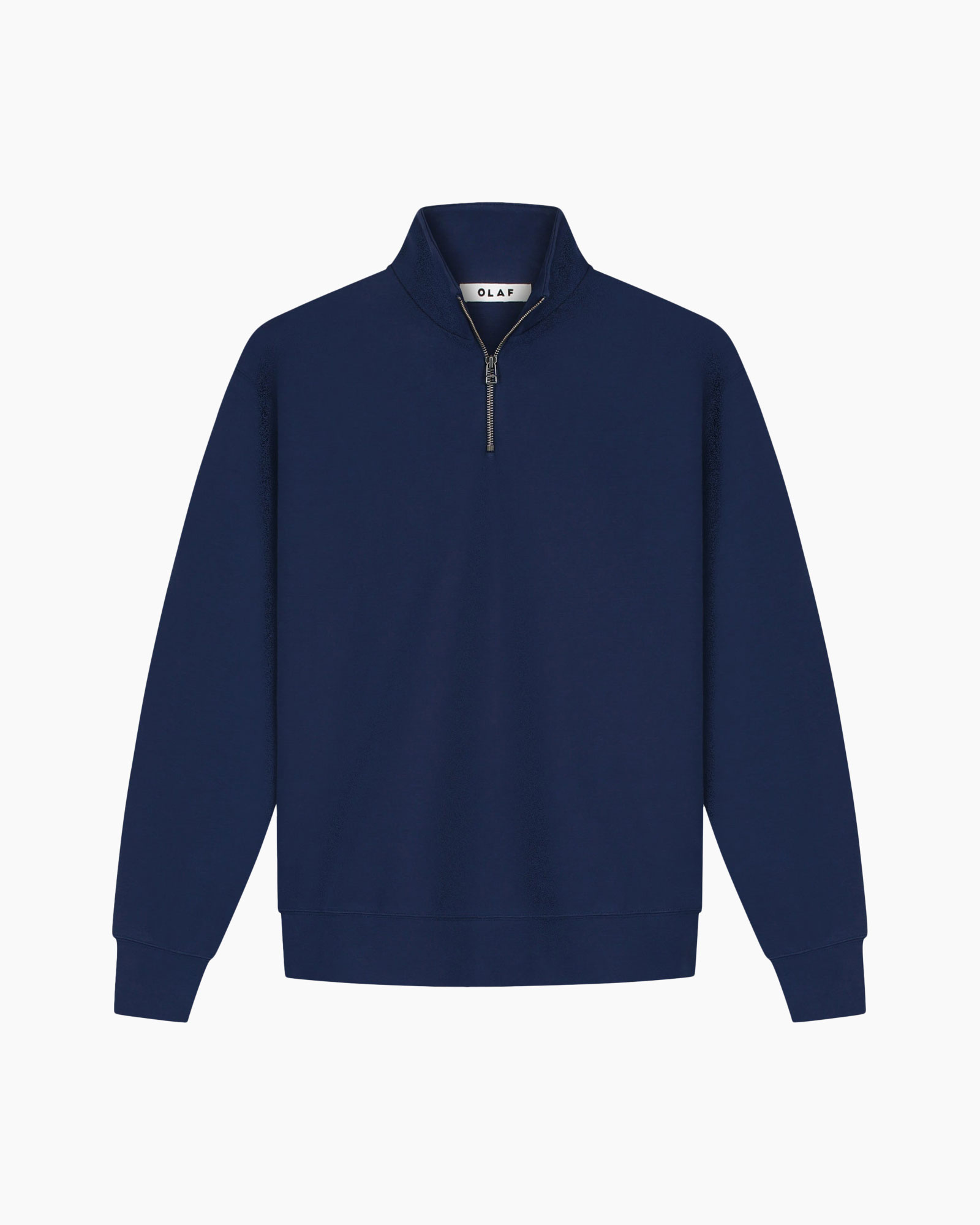 hoodie, pullover, halve-zip, lange mouw, donkerblauw