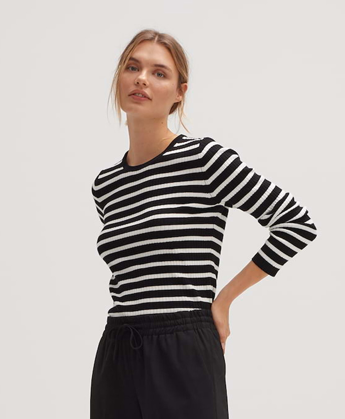 Opus Pullover Pijano Stripe Zwart