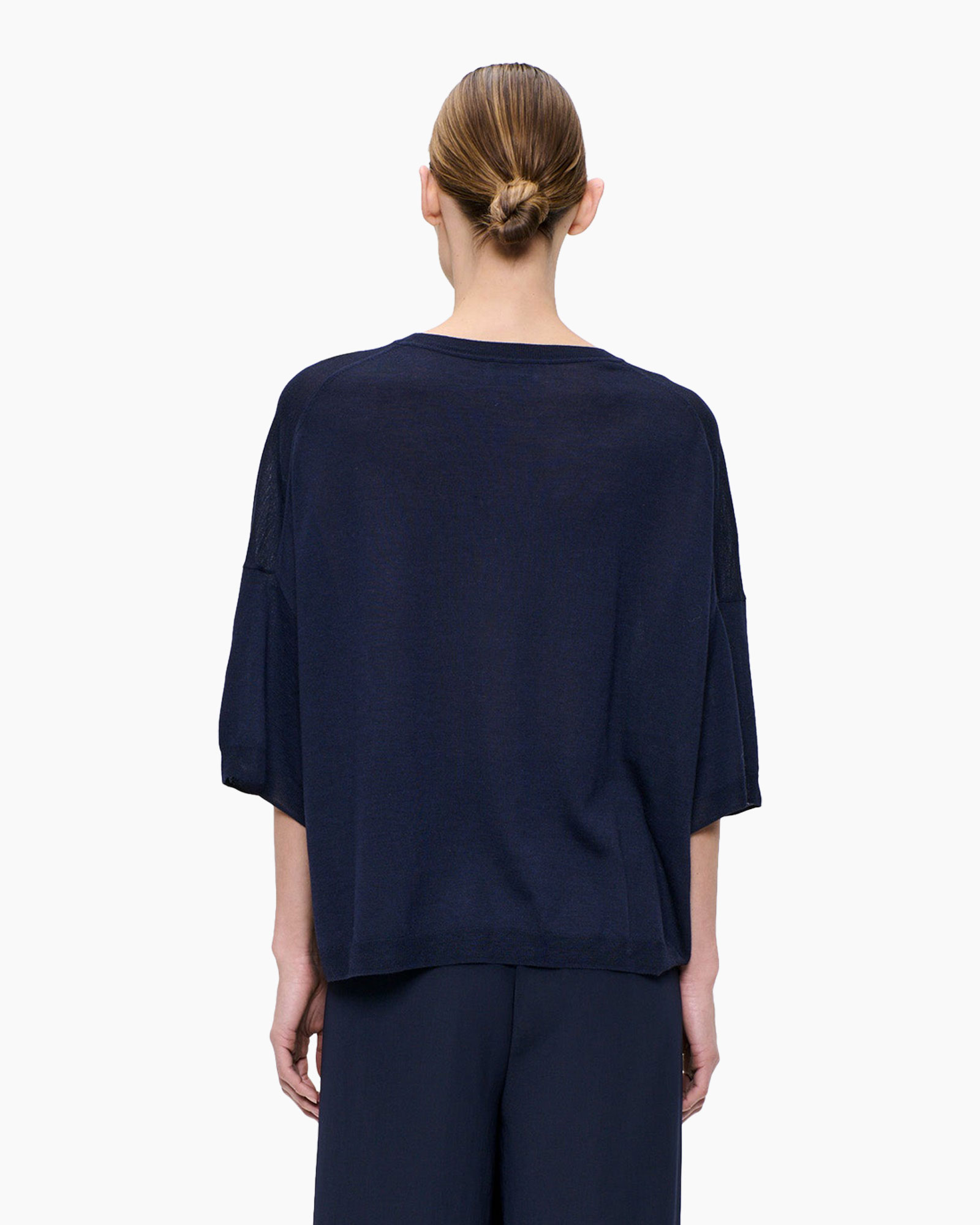 top, t-shirt, navy, losse pasvorm, marineblauw