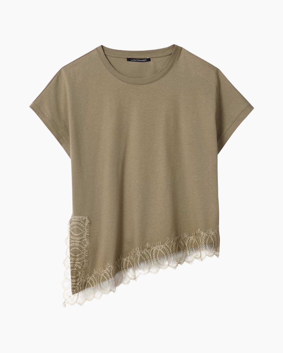 tuniek, beige, kant zoom, korte mouw, losvallend