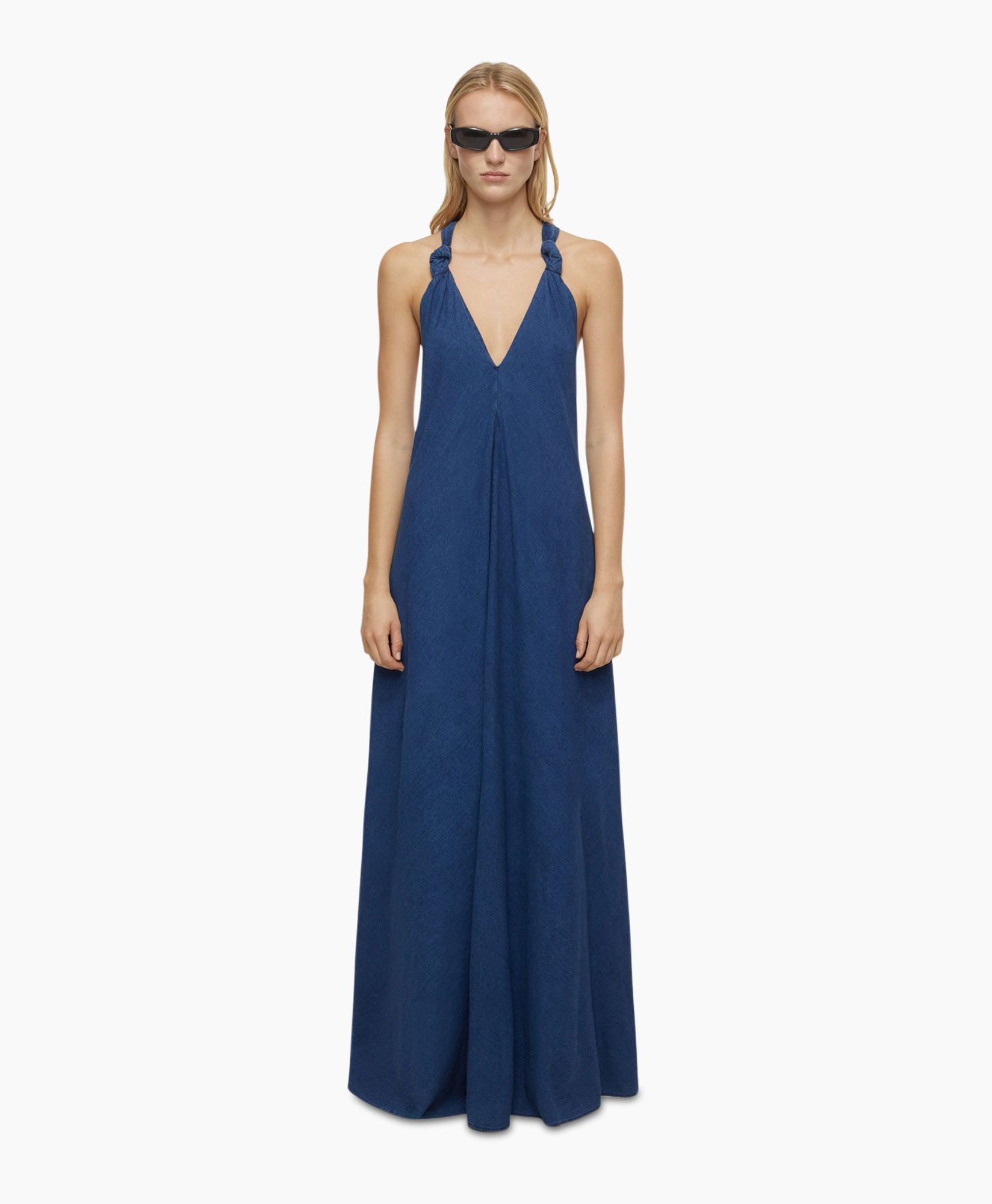 Maxi Jurk Maxi Knotted Straps Donker Blauw