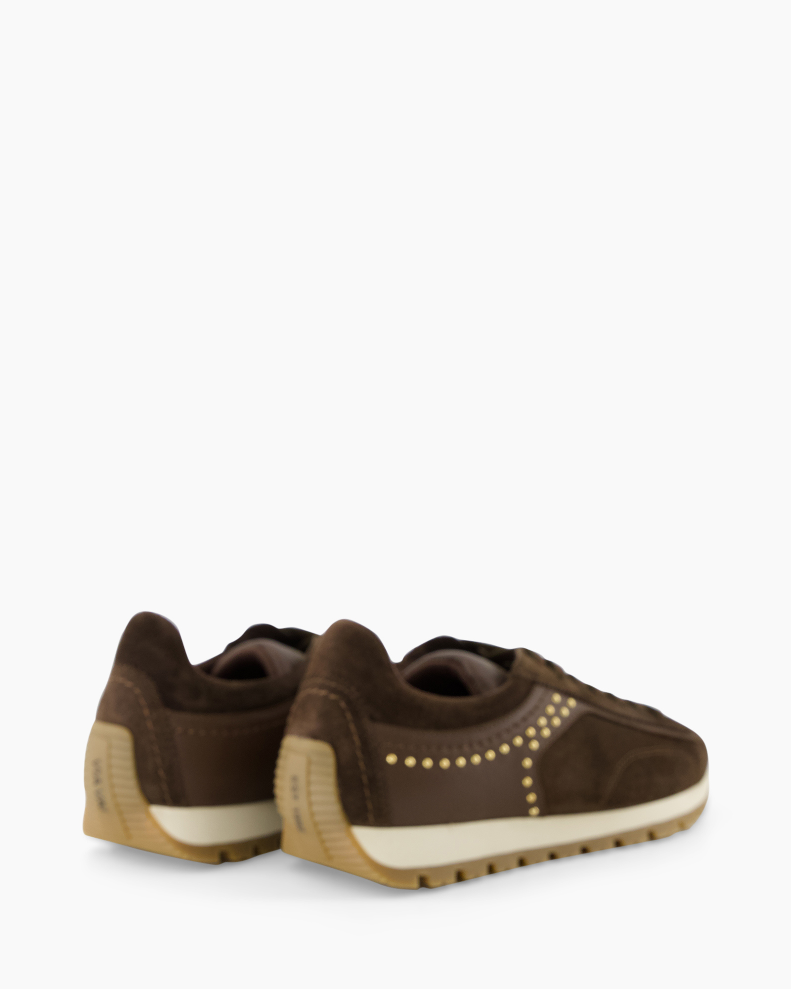 bruin, suède, sneaker, gespikkeld, retro