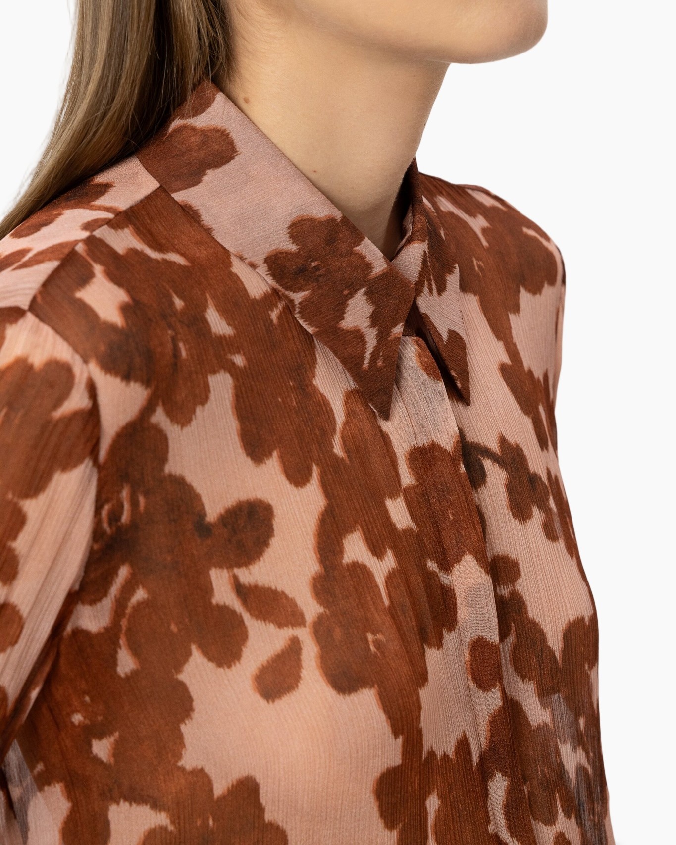 hemd, blouse, kraag, patroon, bruin