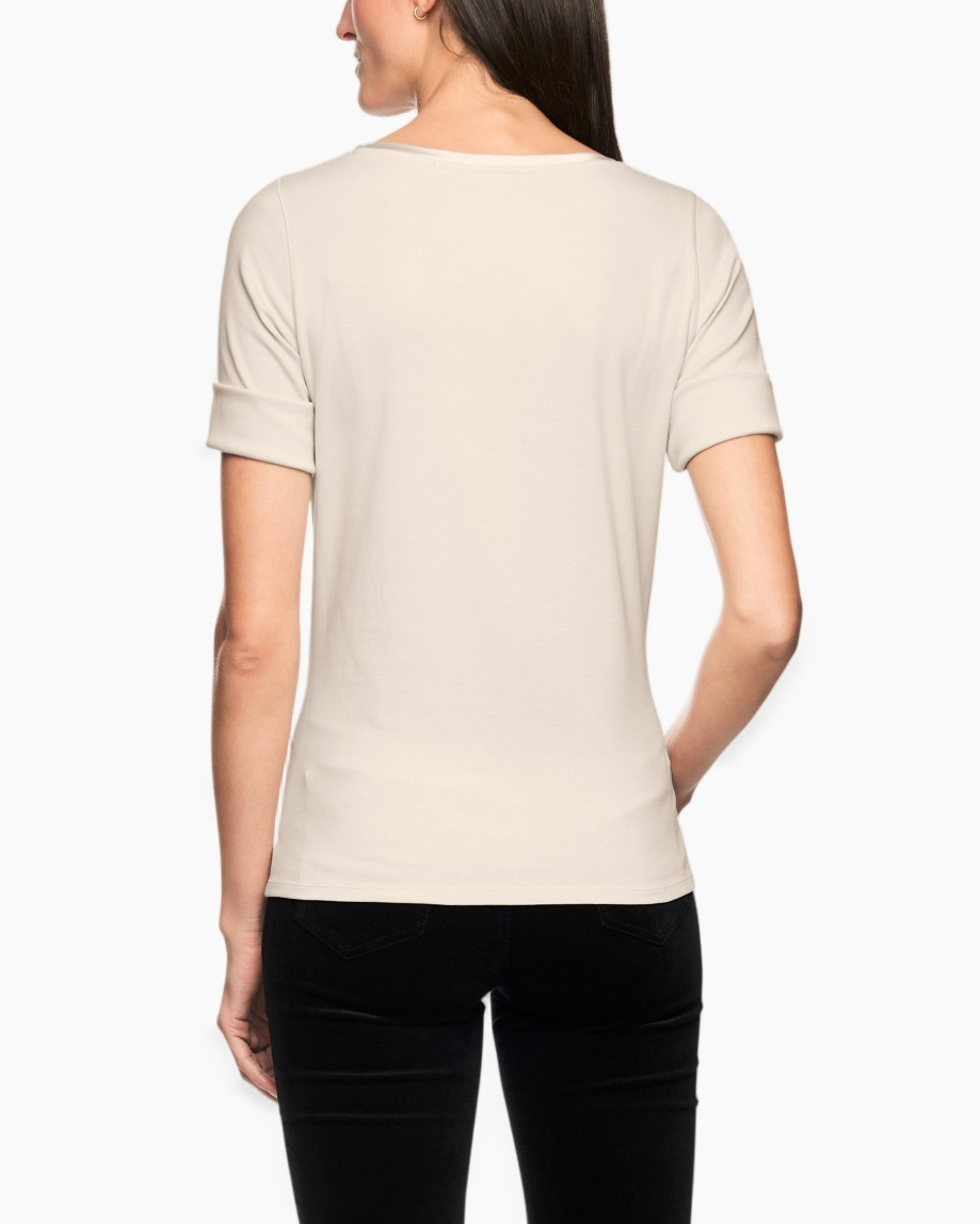 t-shirt, short sleeve, beige, crew neck, women