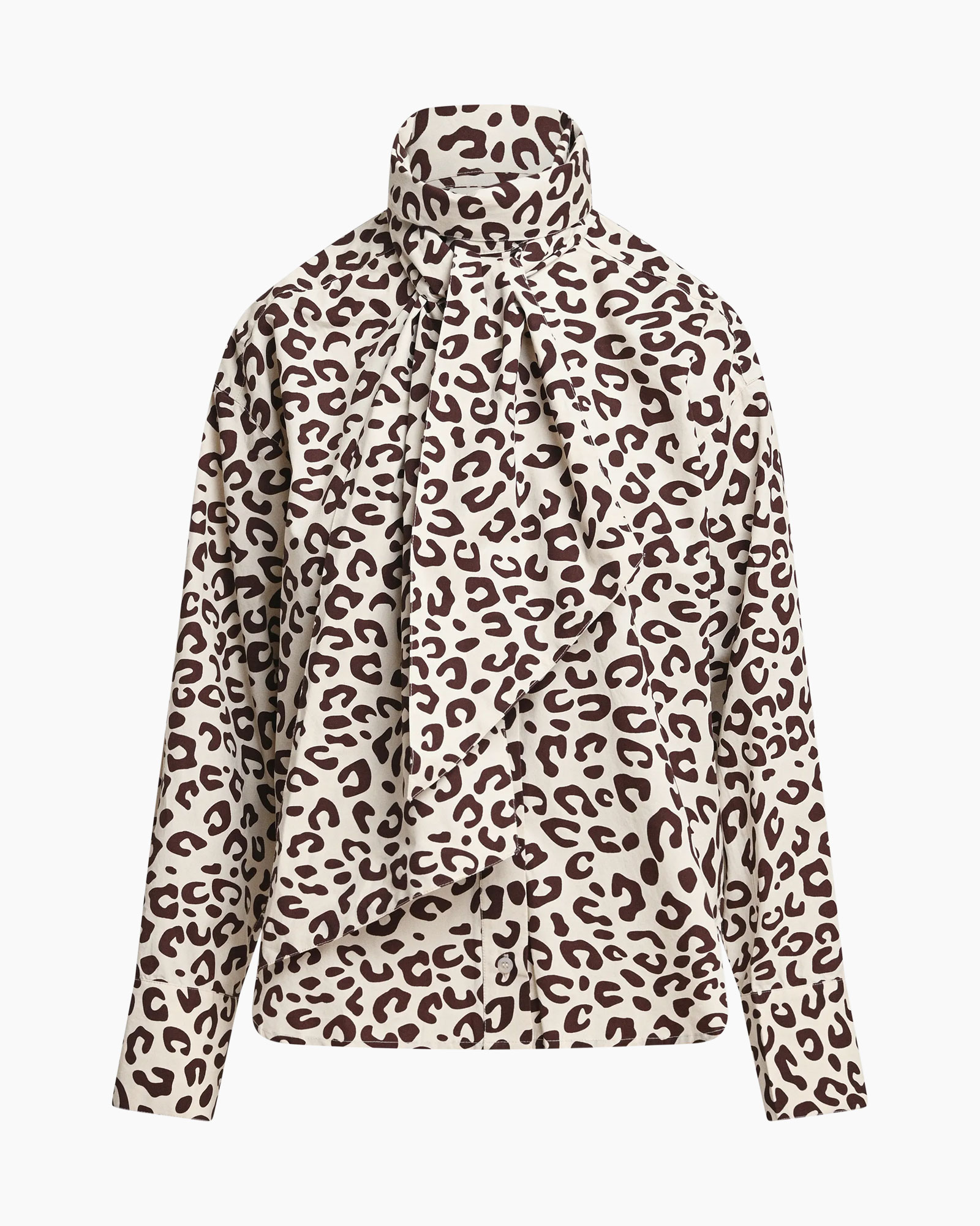 luipaardprint, blouse, lange mouwen, halsplooitje, wrap voorgevouwen