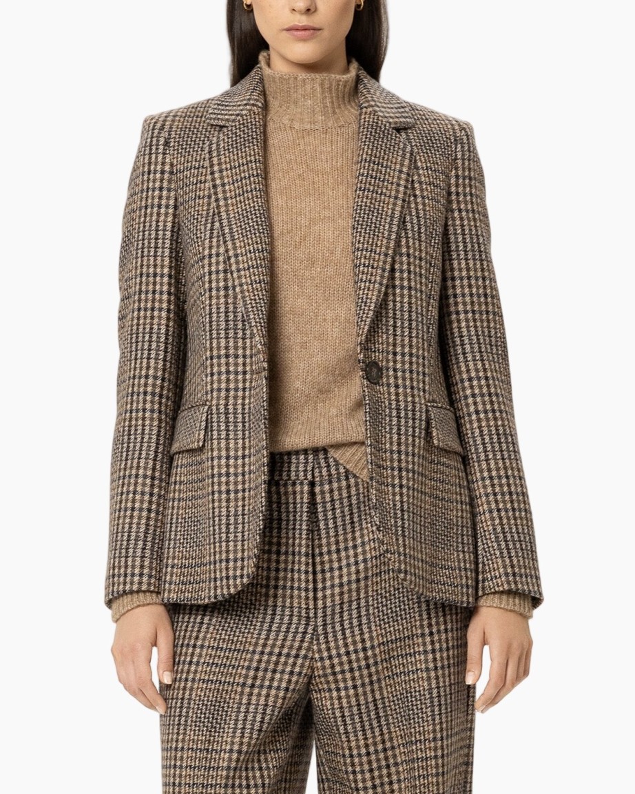 blazer, tweed, ruit fleece?, checkered, brown plaid