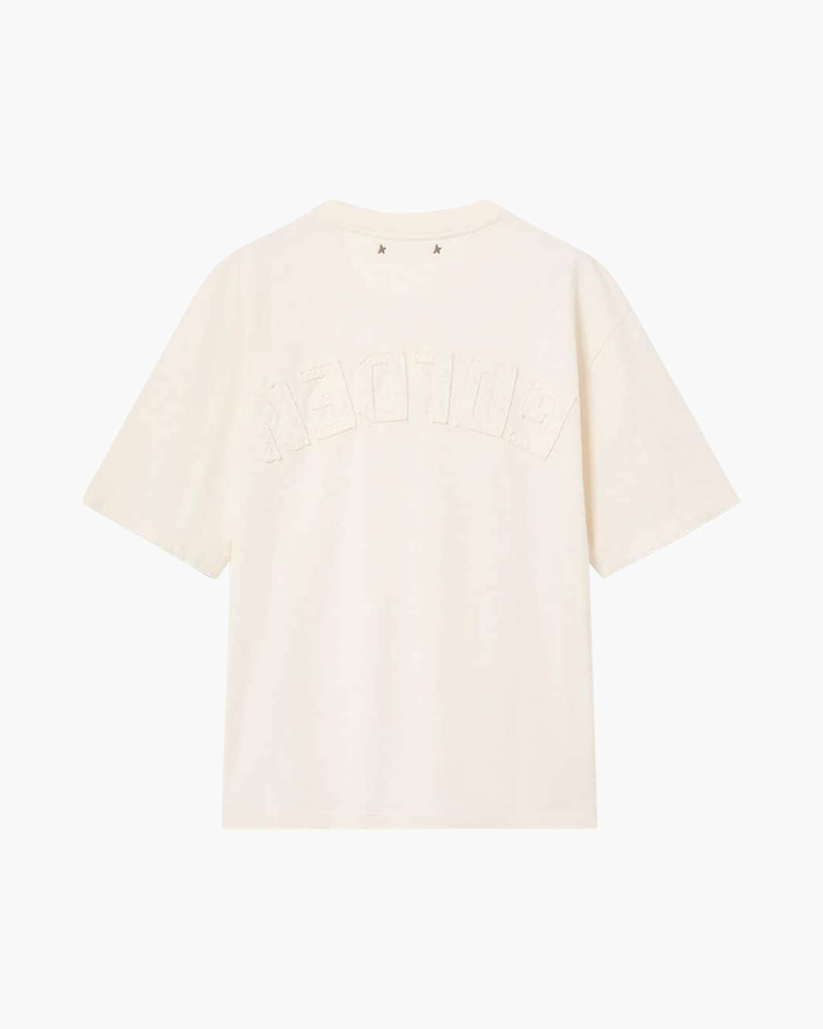 t-shirt, kortermig, kraagloze ronde hals, egaal/plain, crème