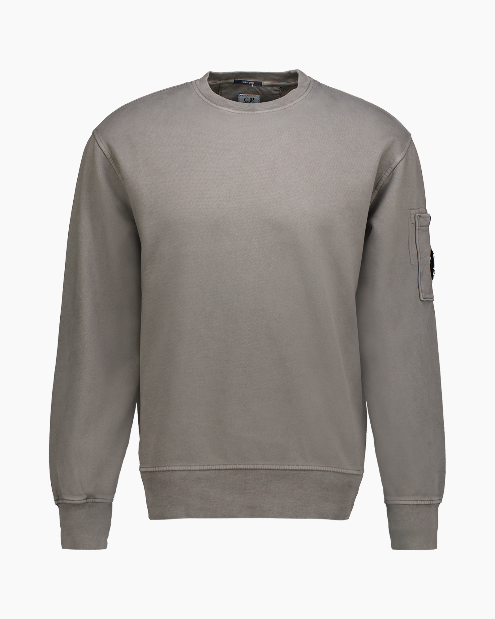 Sweater Brushed Emerized Diagonal Fleece Crewneck Donker Grijs
