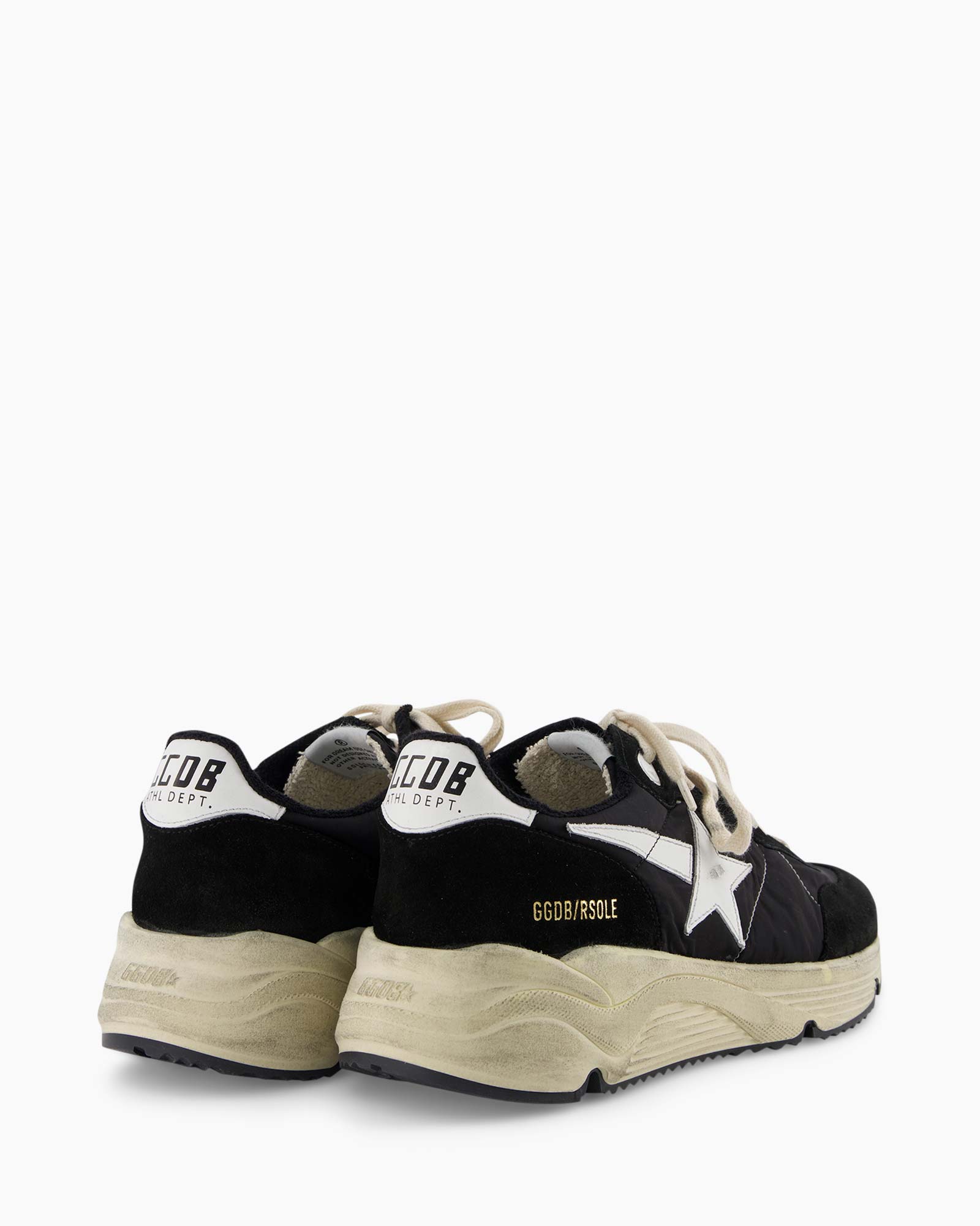 Sneaker Running Sole Leather Star And Heel Zwart