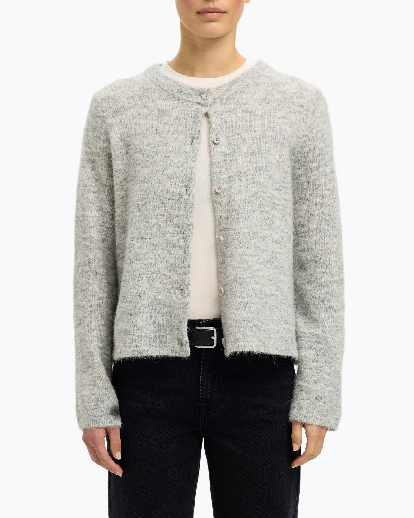 Vest Lulu New Ls Knit Cardigan Noos Licht Grijs