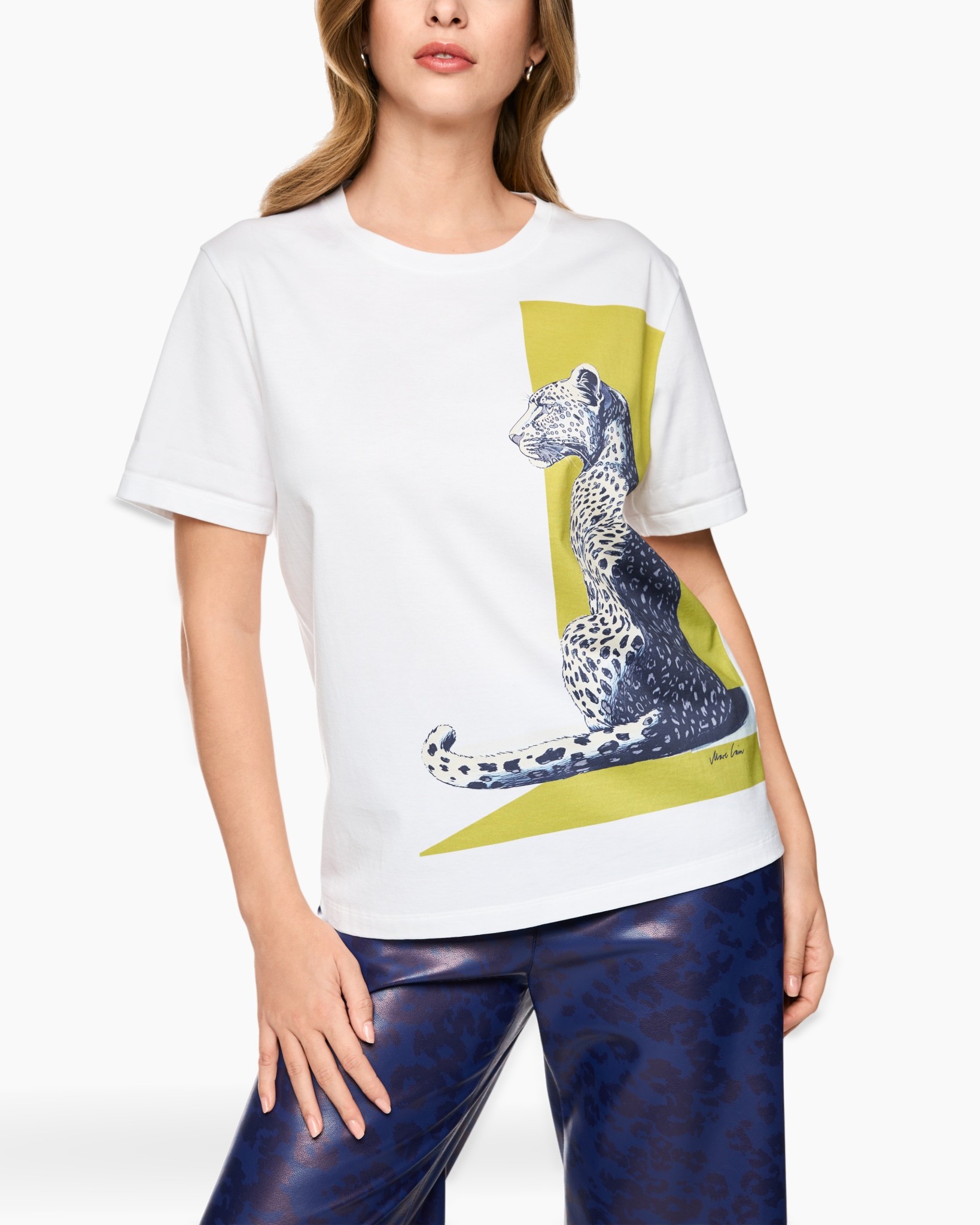 t-shirt, leopard, grafisch, korte mouwen, wit