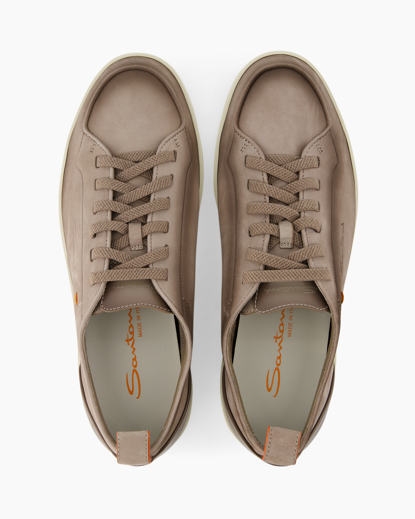 schoen,  sneakers, leer, taupe, veters