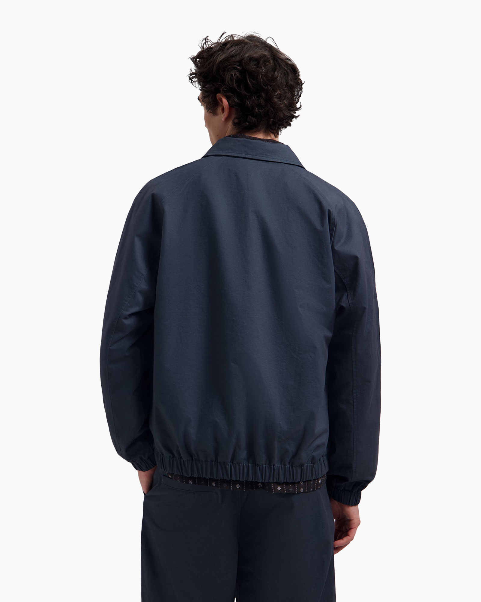 jas, windjack, marineblauw, achterkant, elastische zoom