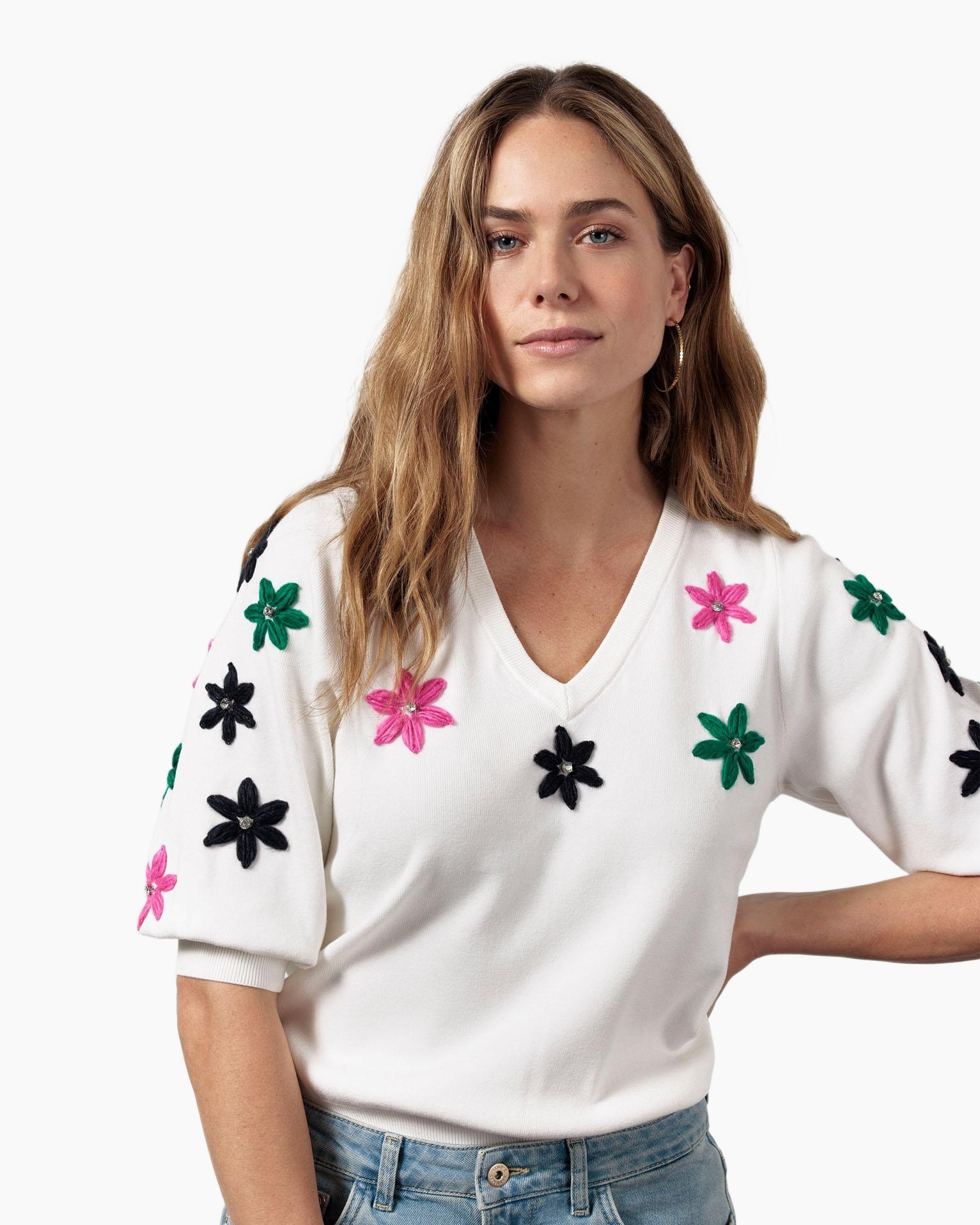 Pullover Lenthe Flower Ecru