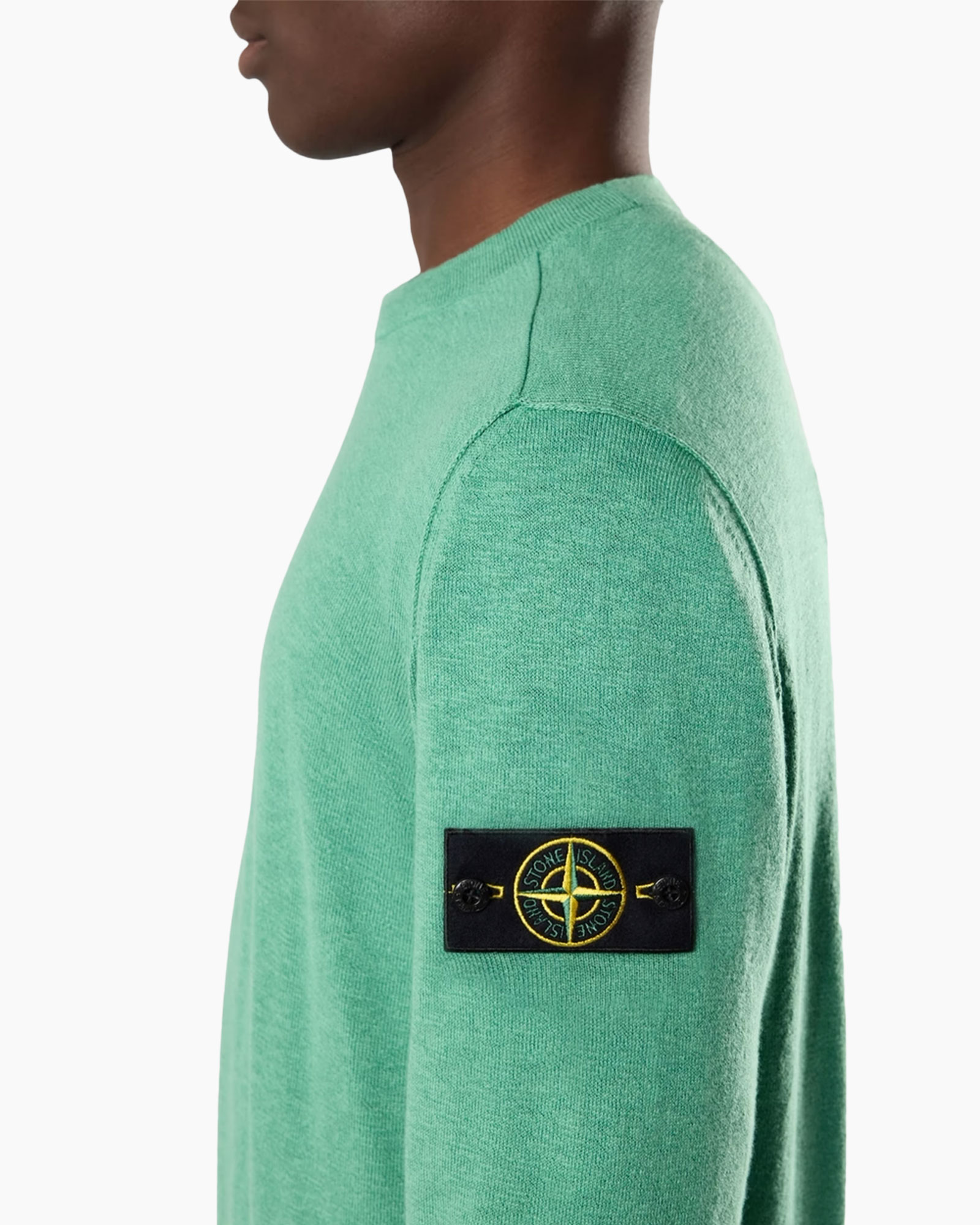 sweater, long sleeve, green, patch, logo