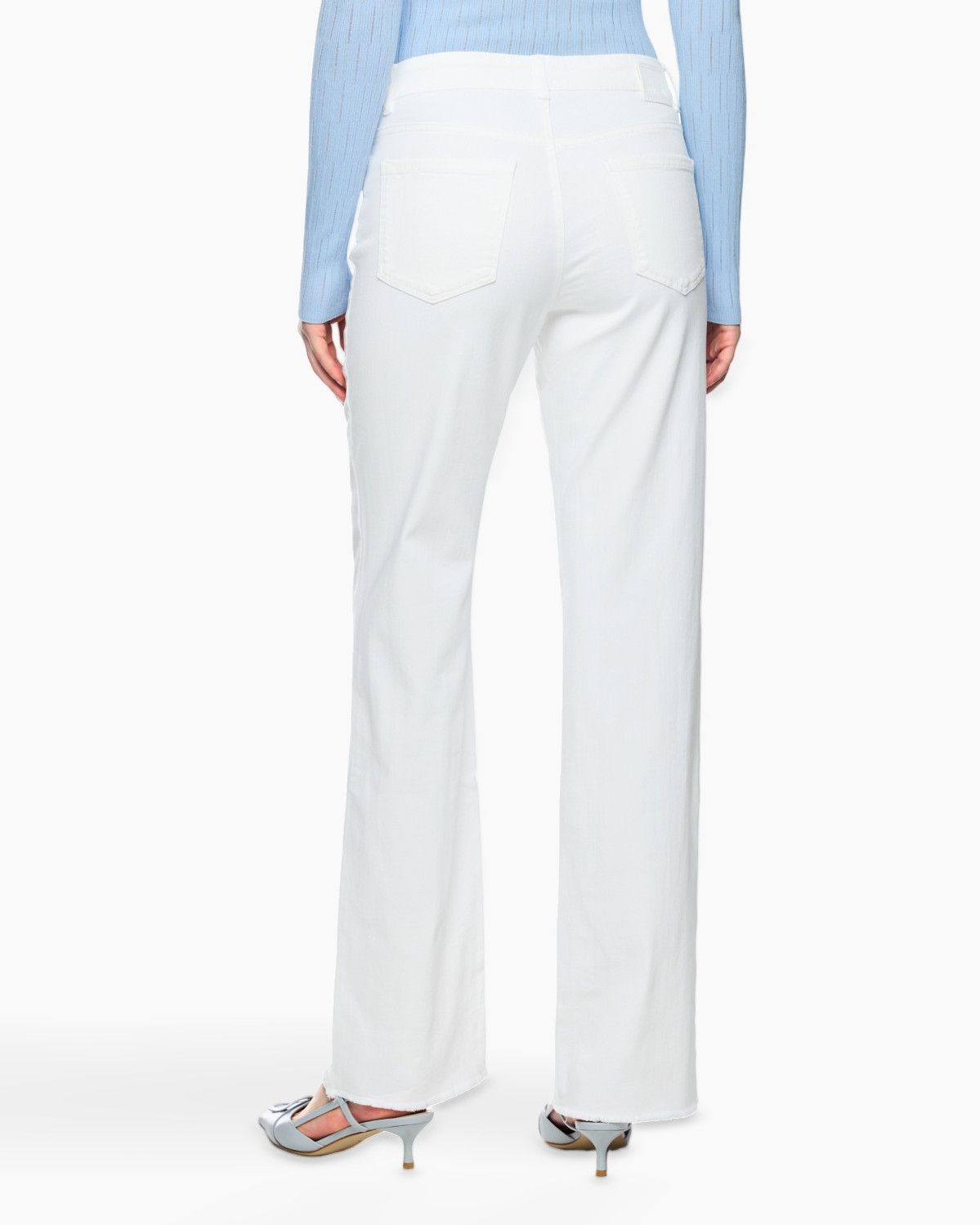 witte broek, broek, lange broek, wijd uitlopend, full-length