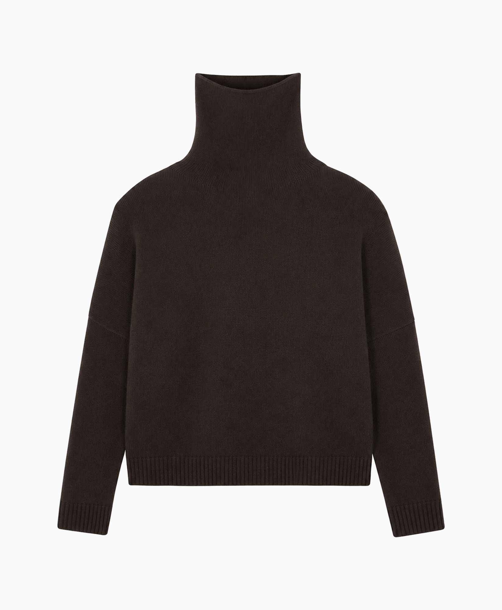 turtleneck, breipul, trui, donkerbruin, langeman