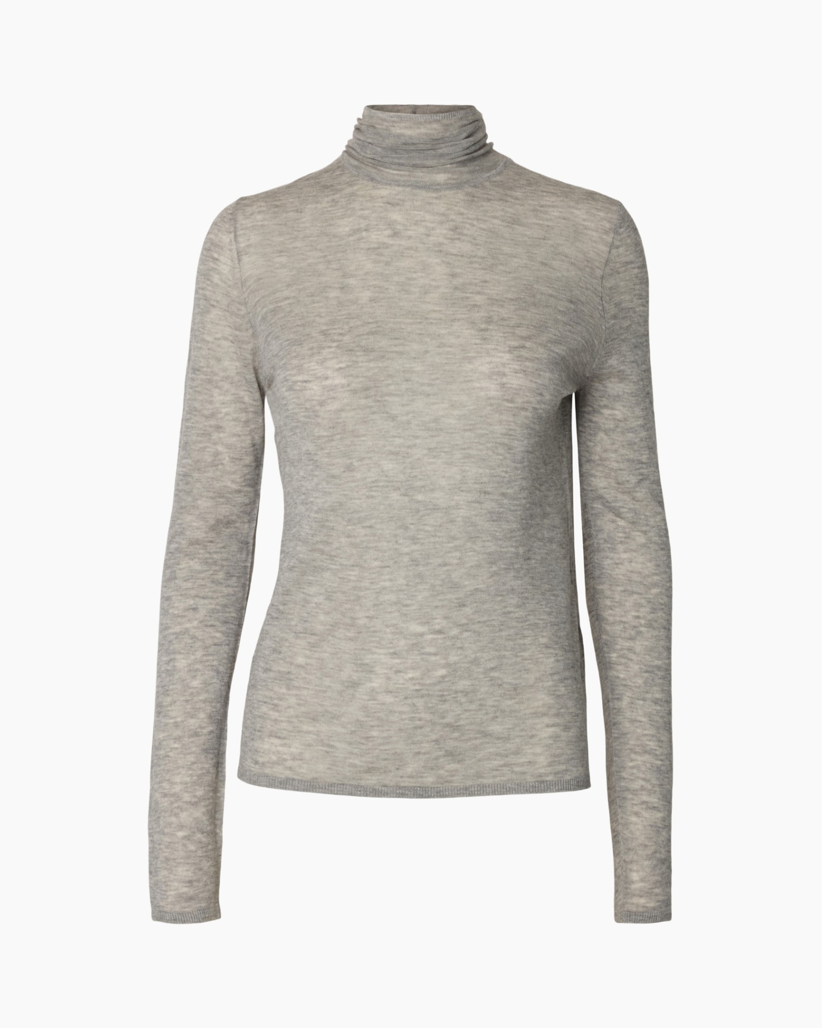 rolkraag, lange mouwen, grijs, gebreid, slim-fit