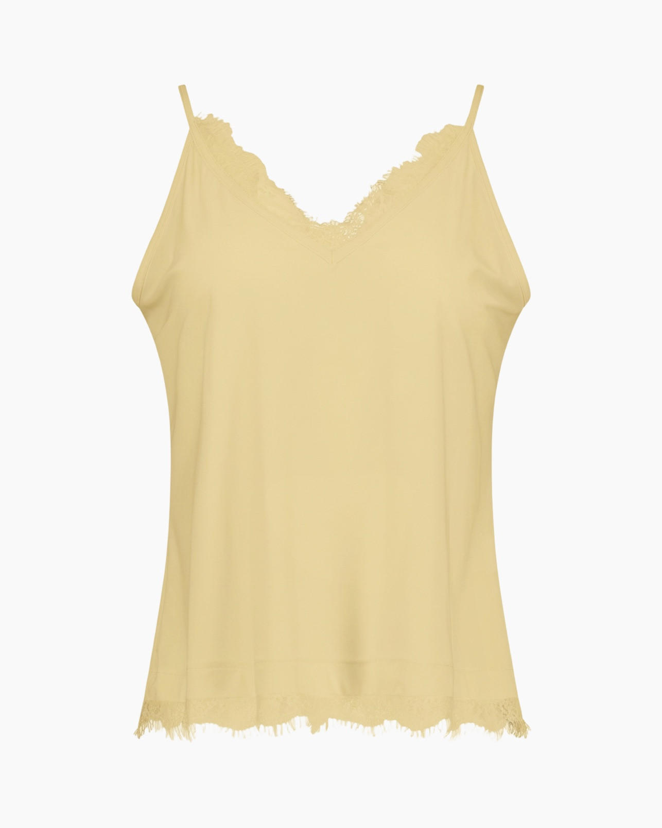 camisole, mouwloos, kant rand, slip, beige/cream