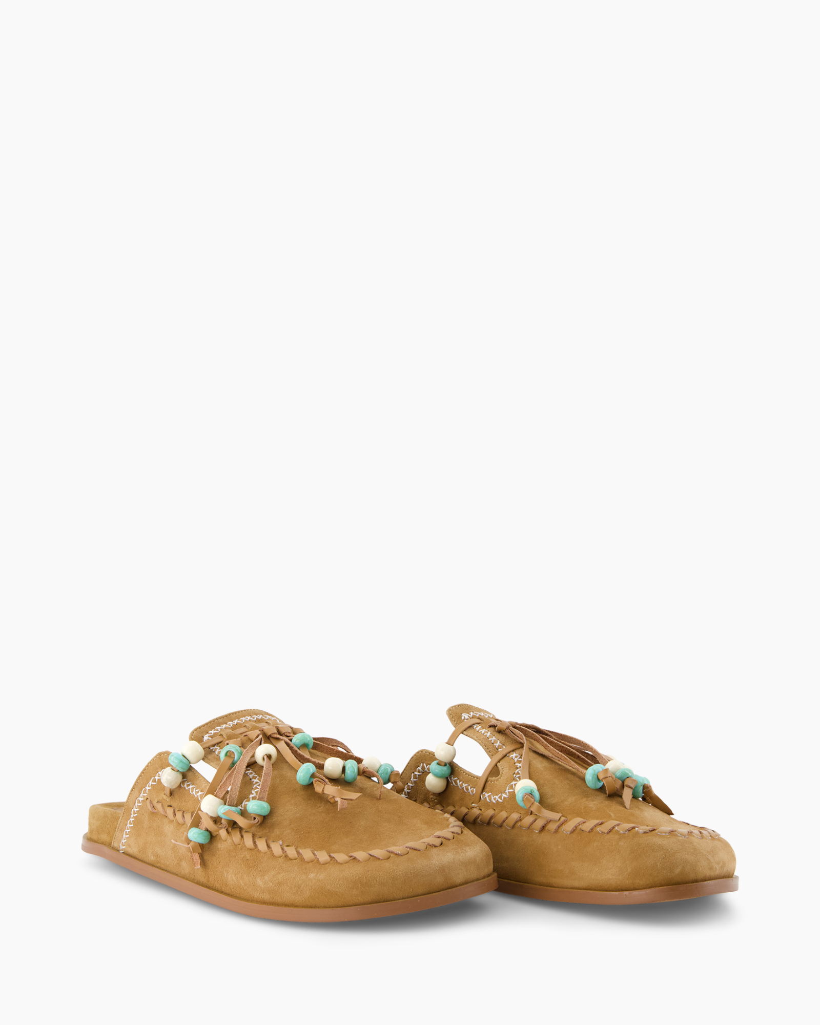 moccasins, loafers, suede, beads, brown leather