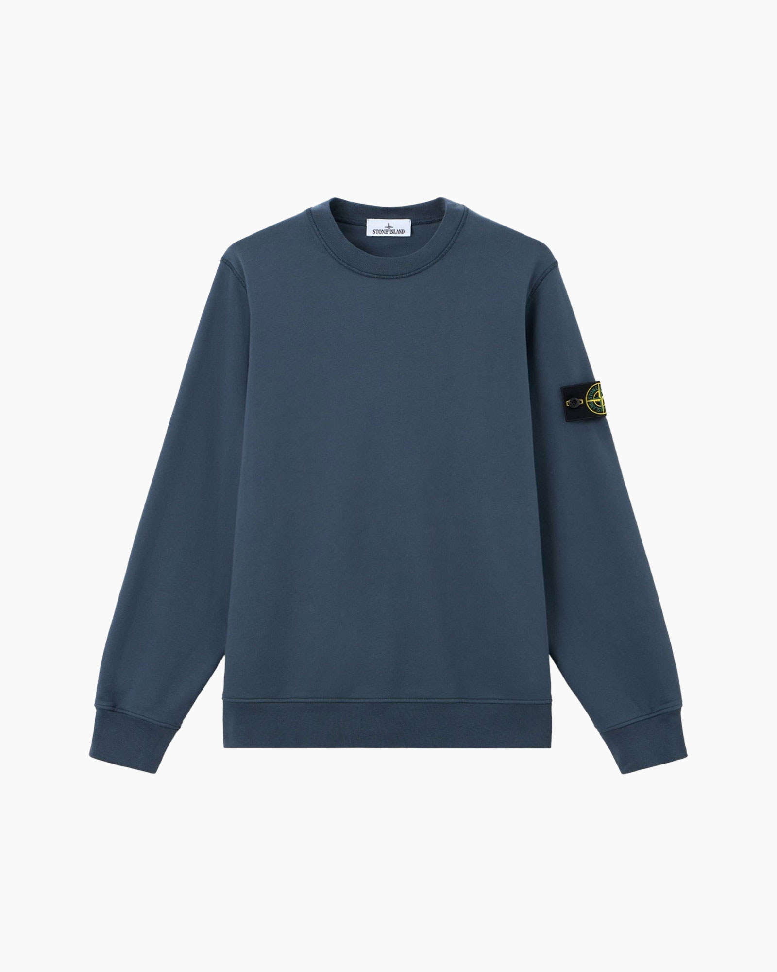 crewtneck, trui, lange mouw, enkele kleur, blauw