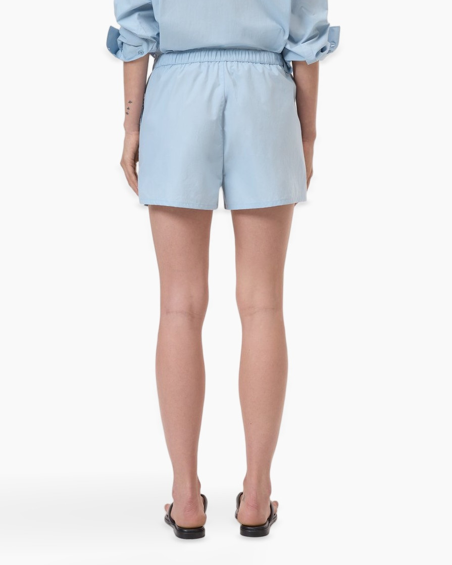 shorts, light blue, embroidery, drawstring, relaxed fit