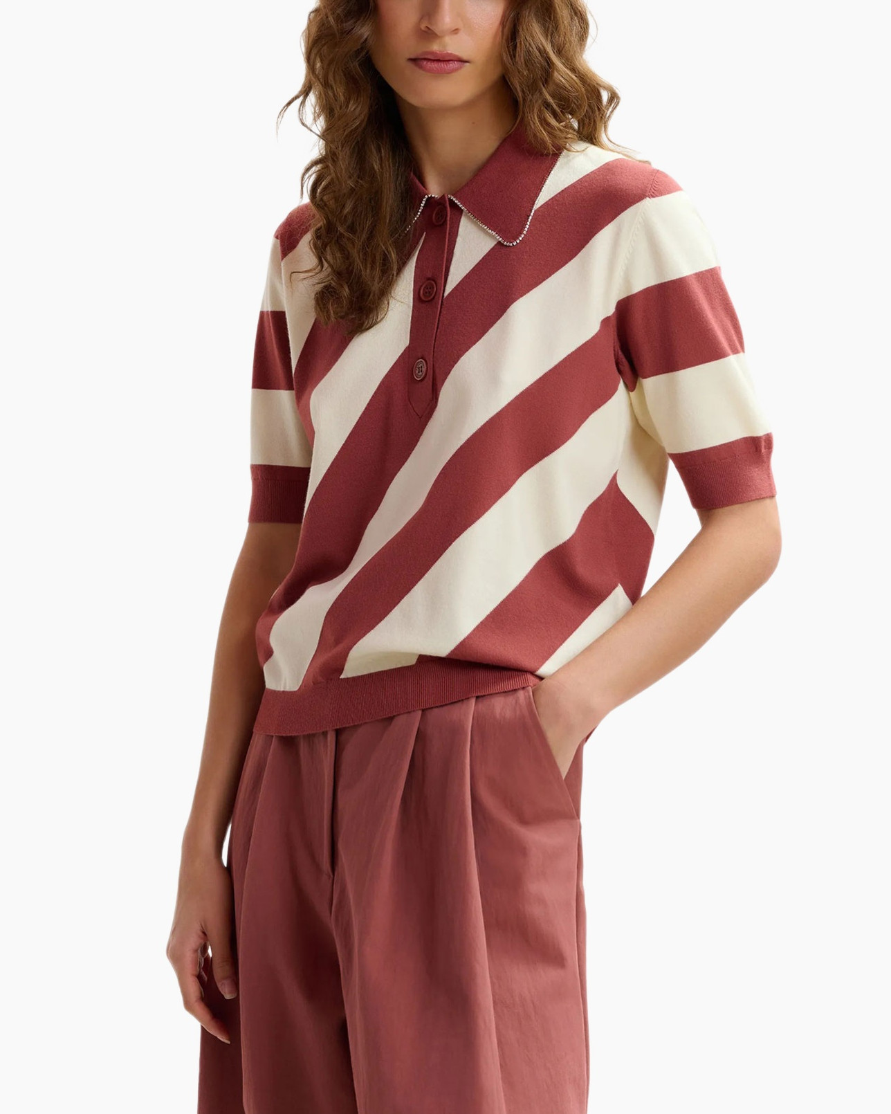 polo, gestreept, korte mouwen, gebreid, polo shirt