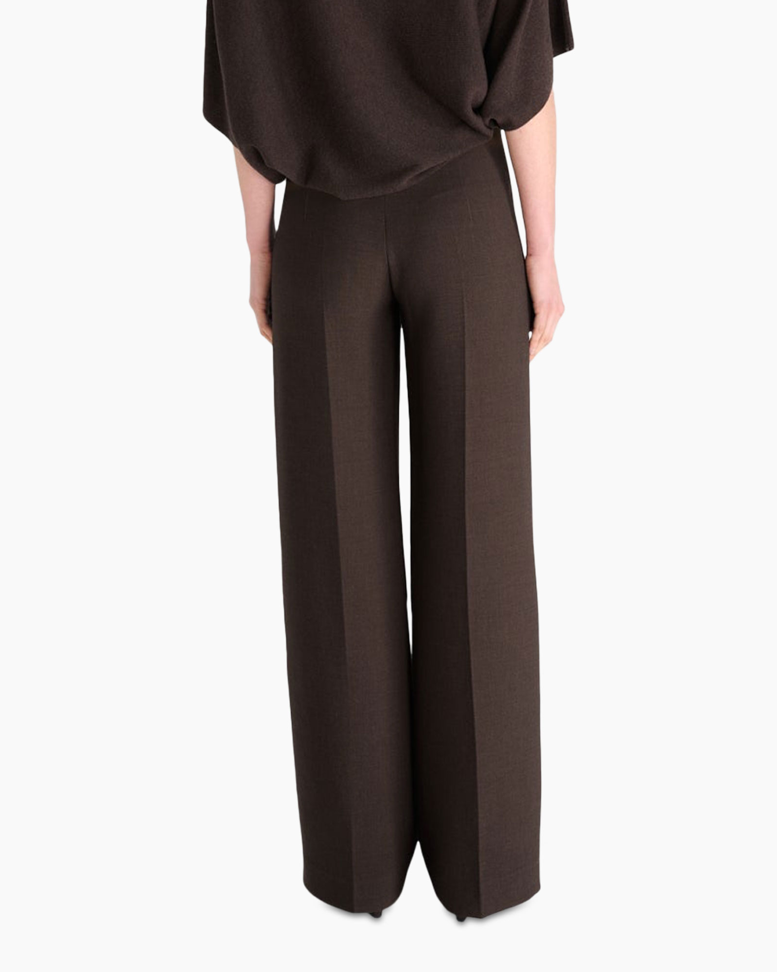 broek, wijdteomvattende, bruin, broek, formeel