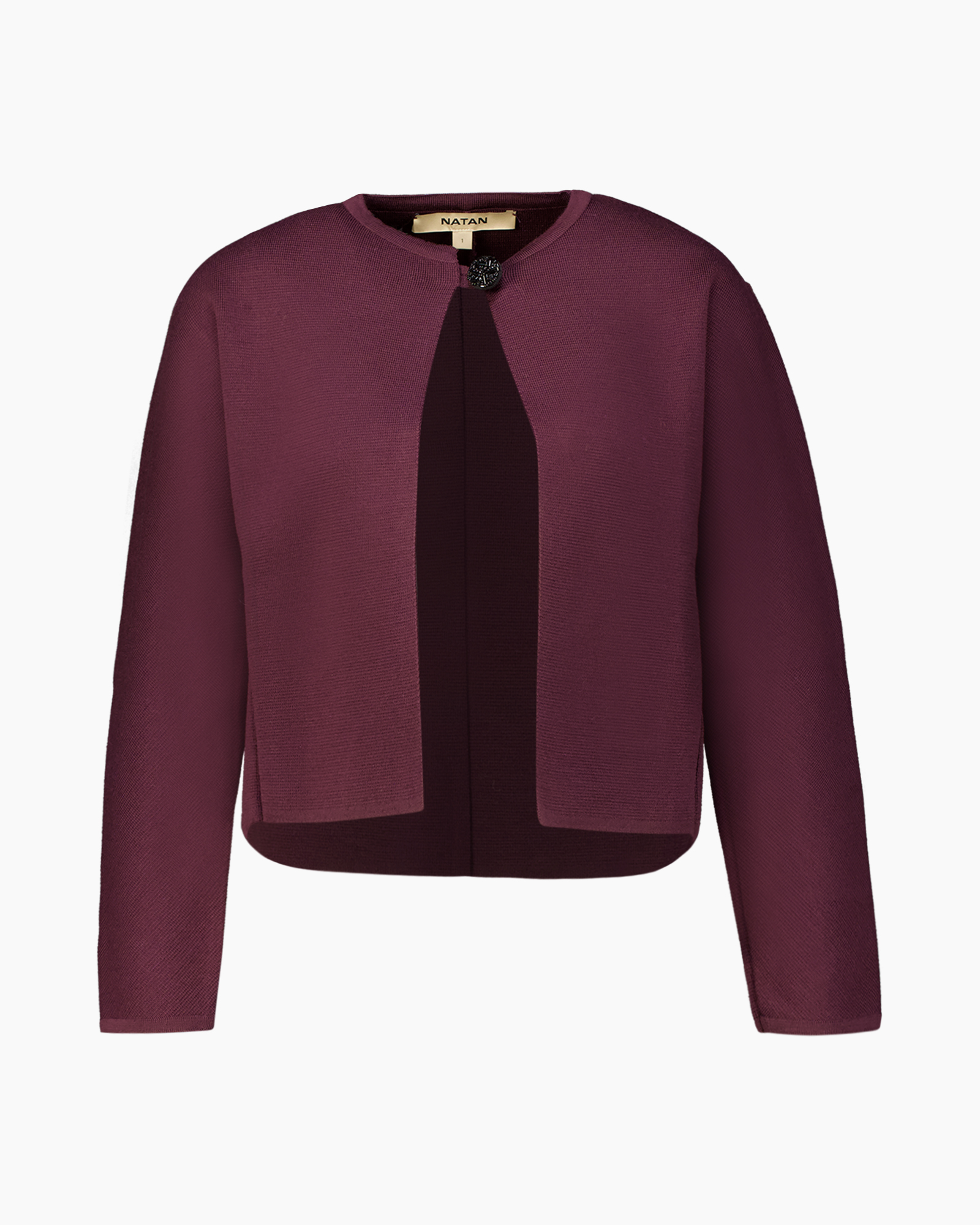 blazer, cardigan, open-front, solid, burgundy