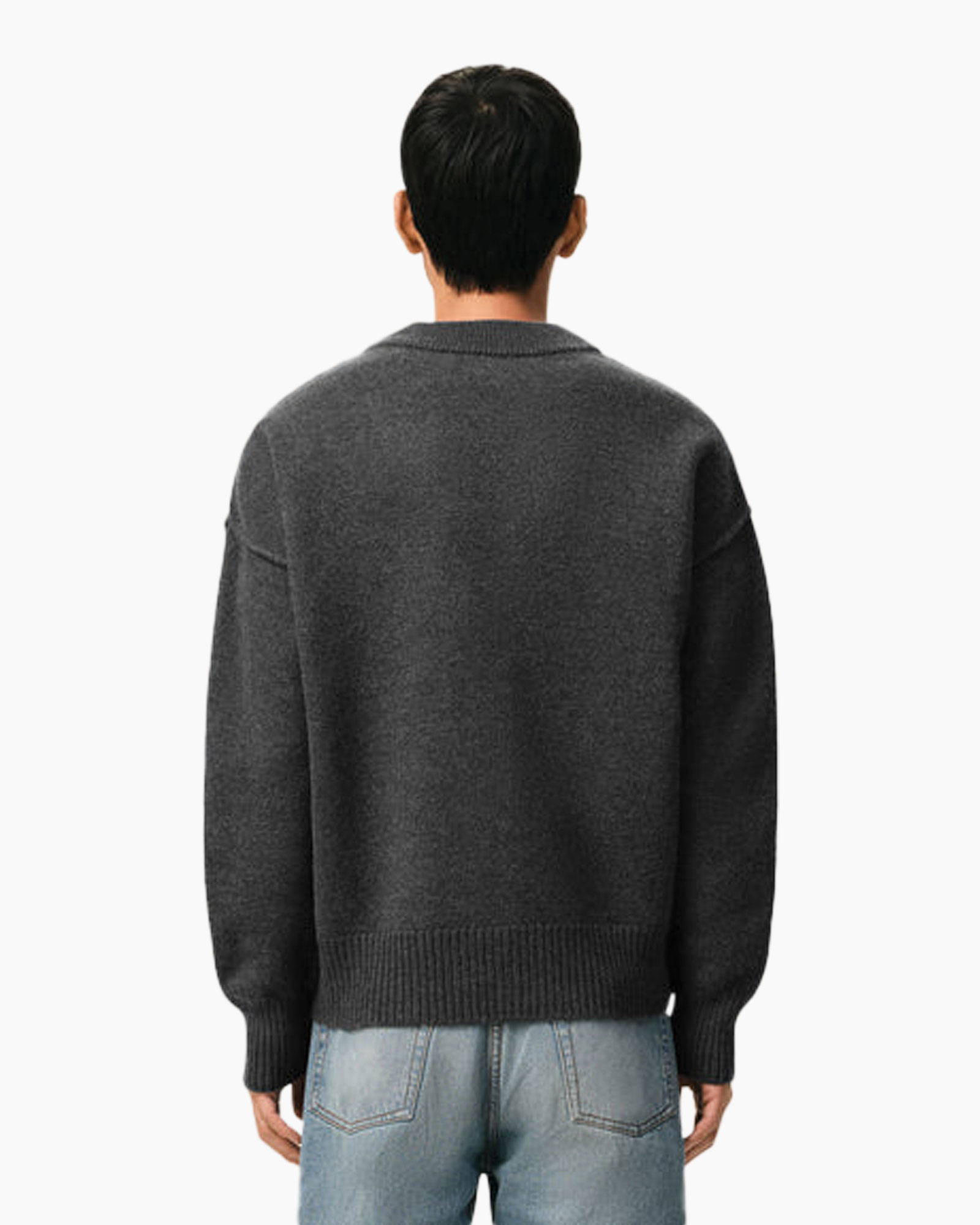 cardigan, donkergrijs, hartpatch, knopen voorzijde, lange mouw cardigan