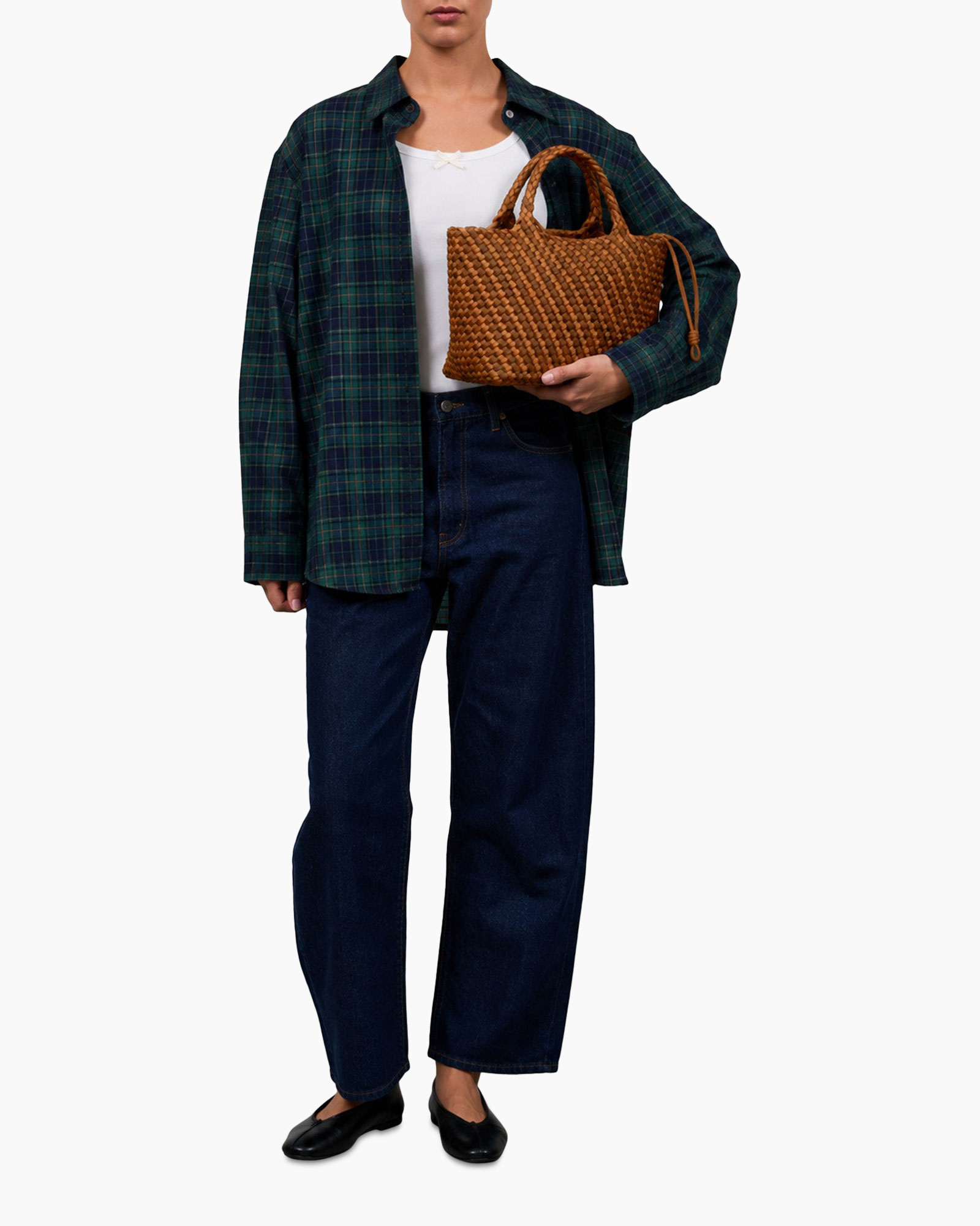 tas, handtas, geweven, bruin, schouderriem