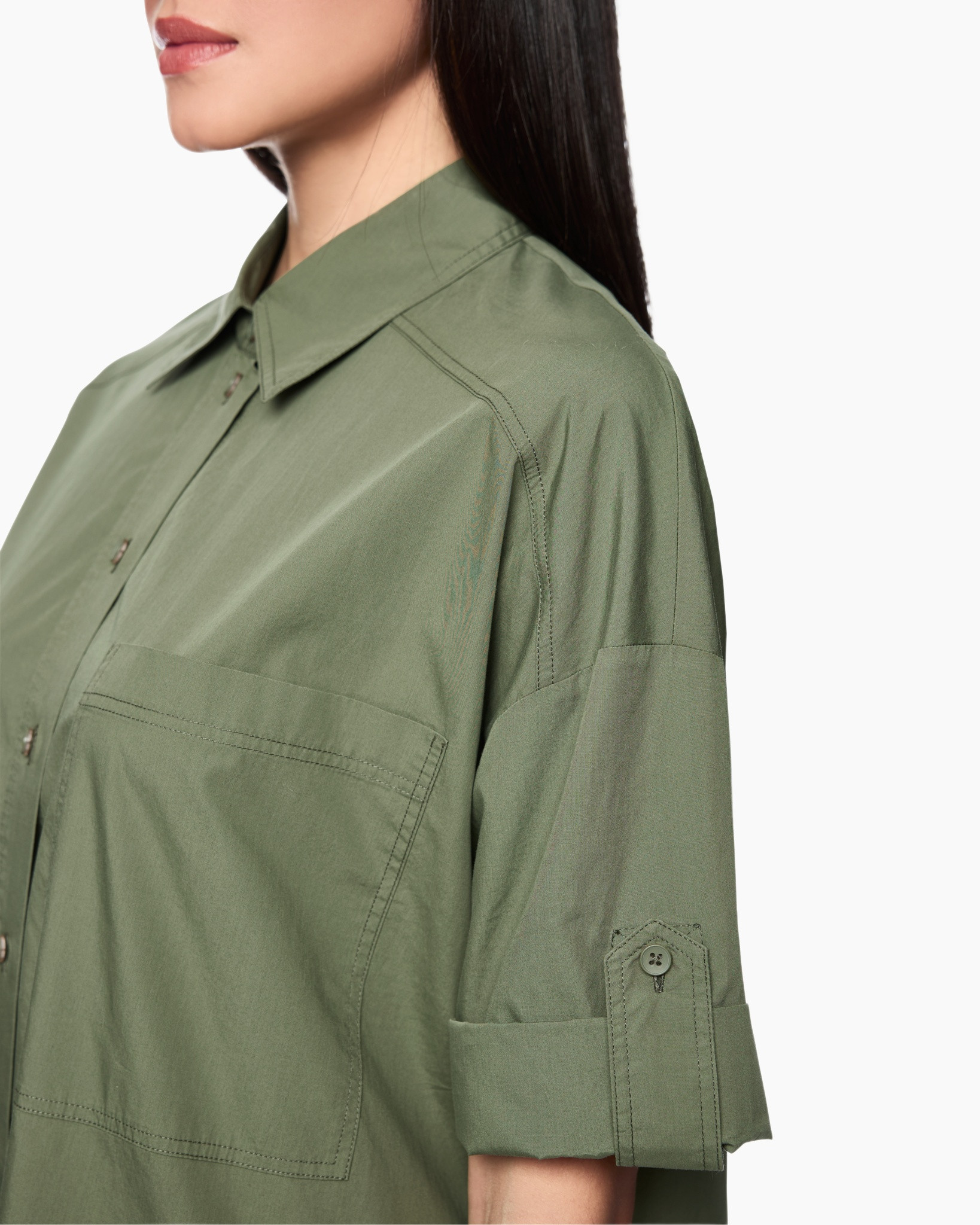 shirt, button-down,  Olive green, collar, pocket