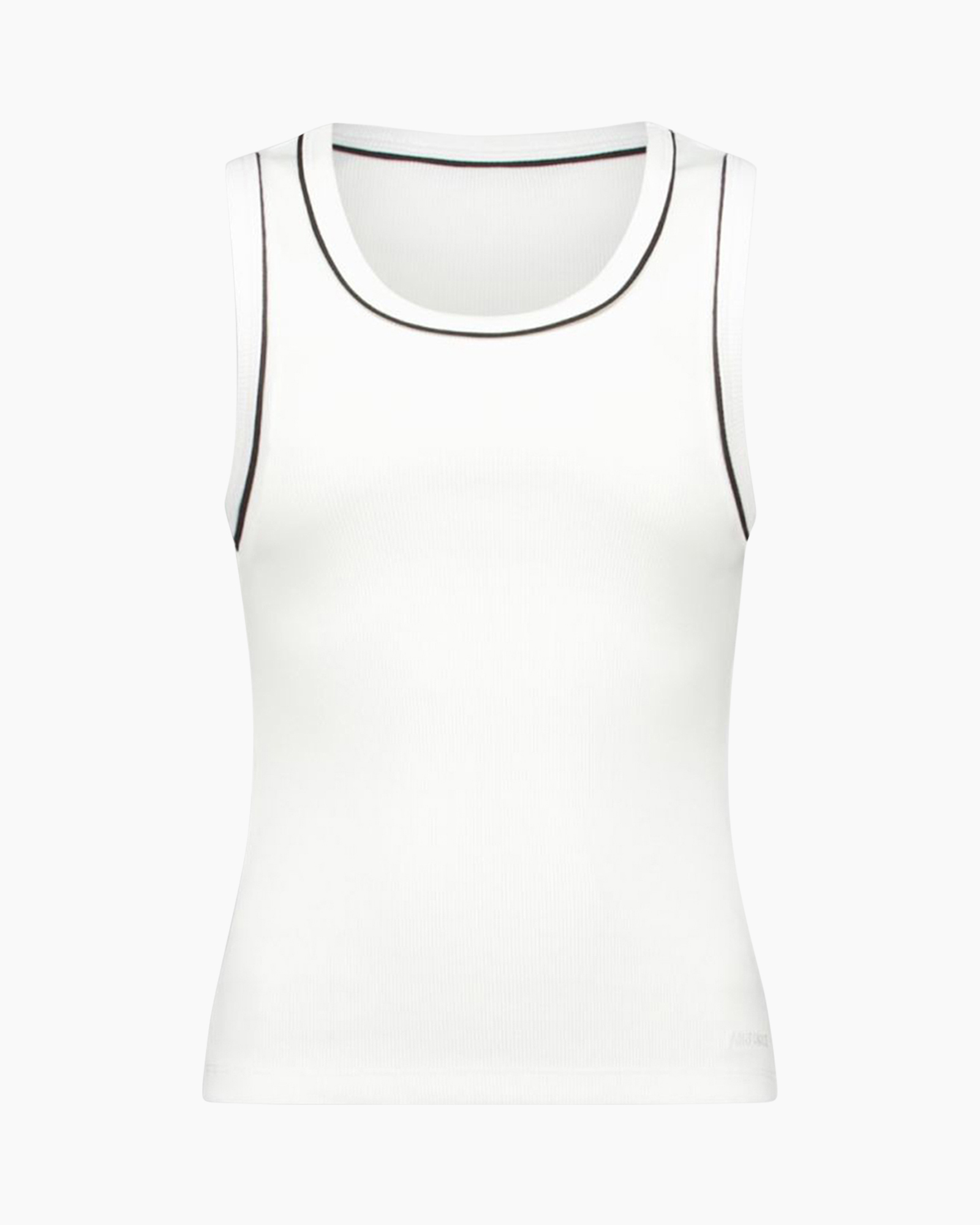 tanktop, wit, geribd, mouwloos, afwerking rand