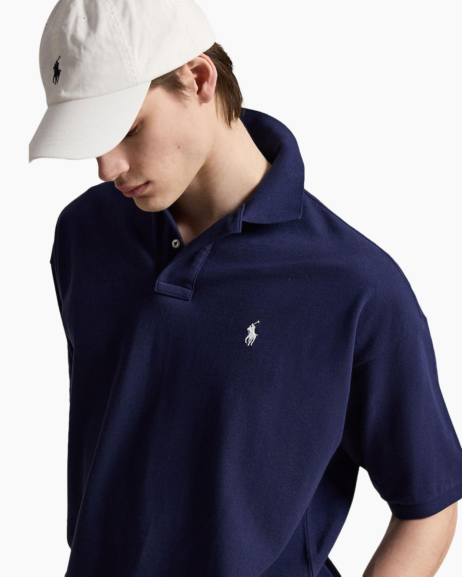 poloshirt, navy polo, korte mouwen, katoenen polo, logo-embleem