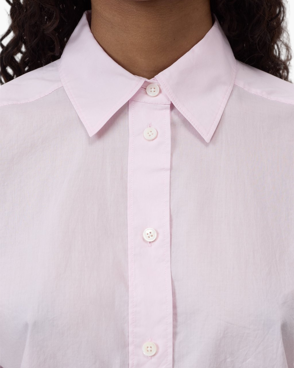 hemd, blouse, knopen-voering, roze, kraag