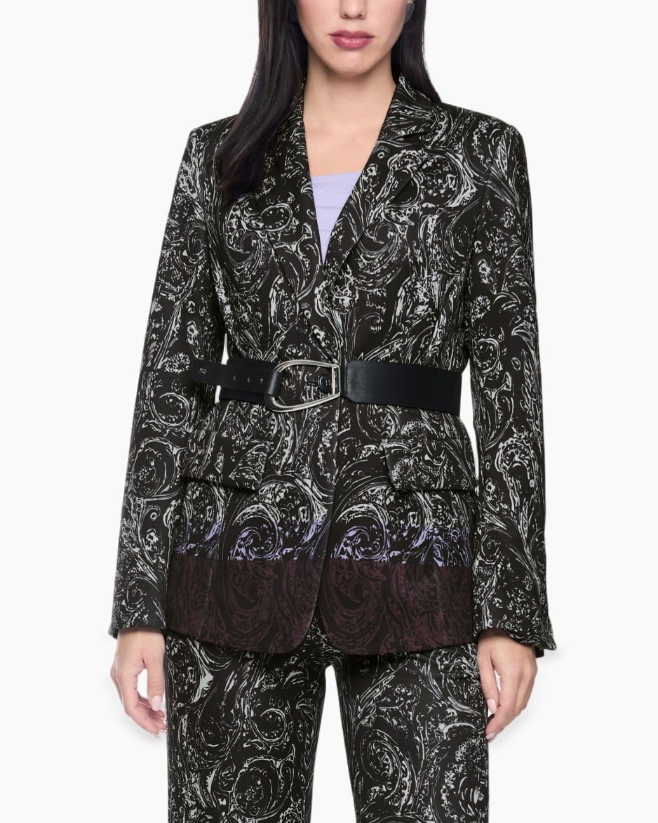blazer, gebloemd jasje, riem, paisley patroon, vrouwenset