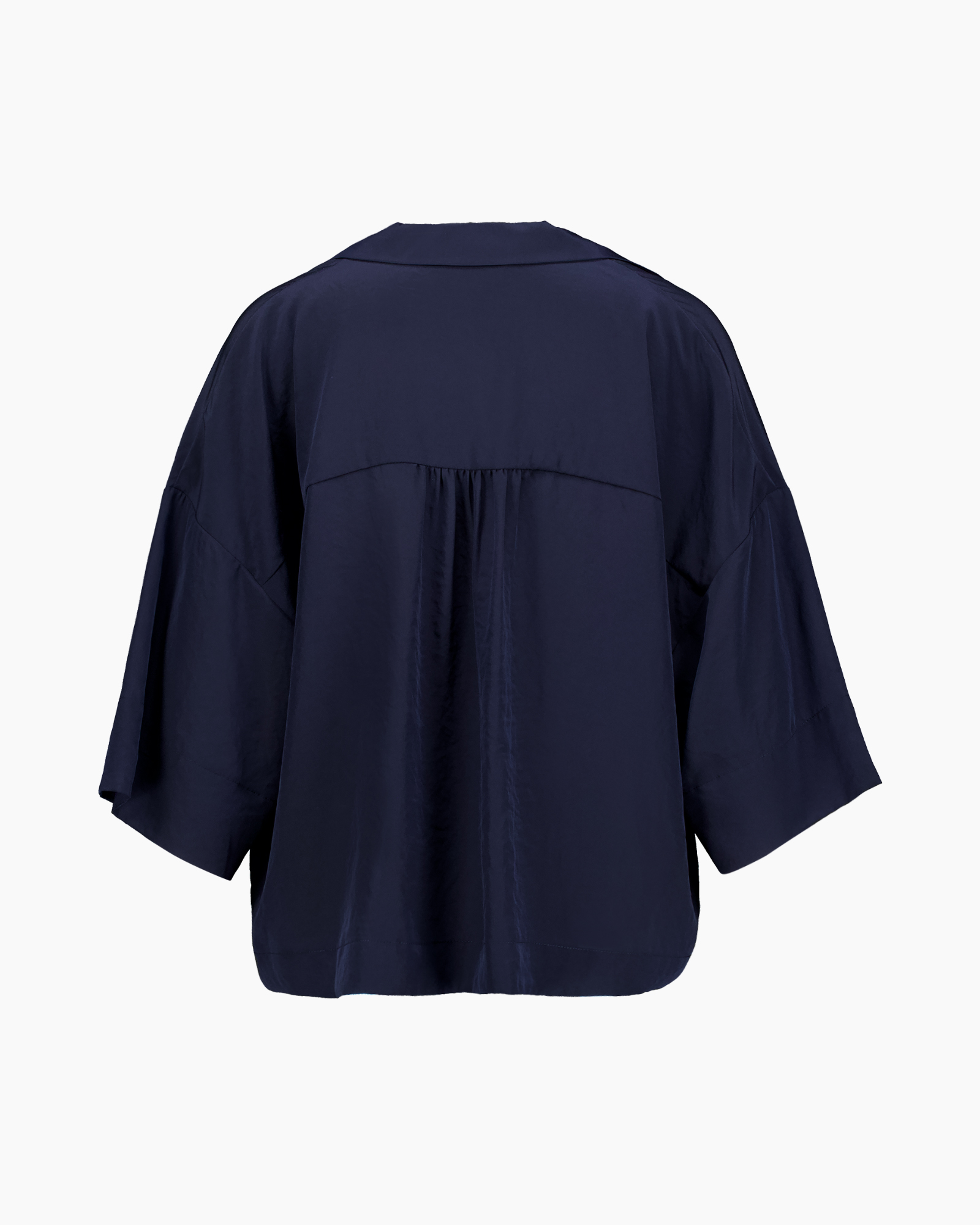 knopen, blauw, korte mouwen, kraag, zak